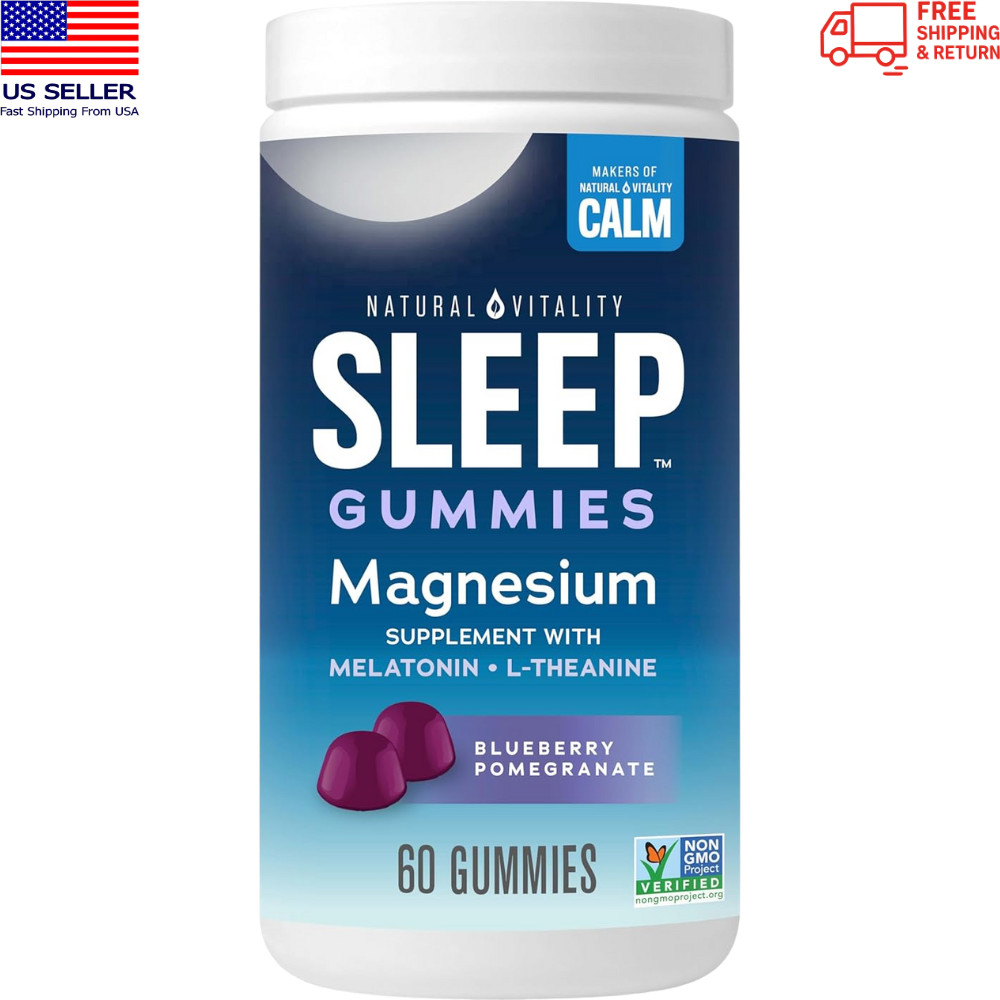Natural Vitality Calm Sleep Gummies Magnesium & Blueberry Pomegranate 60 ct 4/26