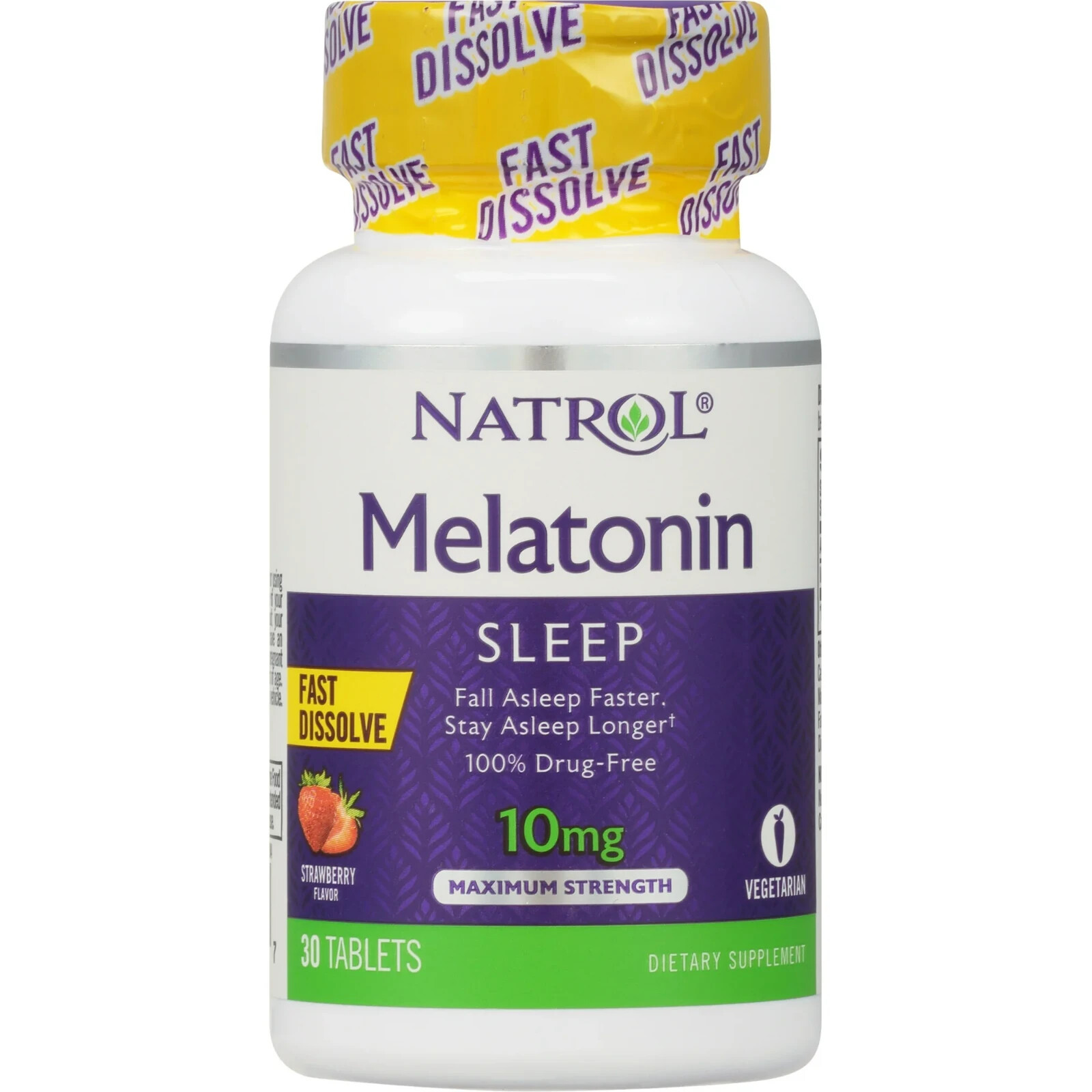 Natrol Melatonin Fast Dissolve Tablets, 10 mg, Strawberry, 30 tabs, EXP 05/25