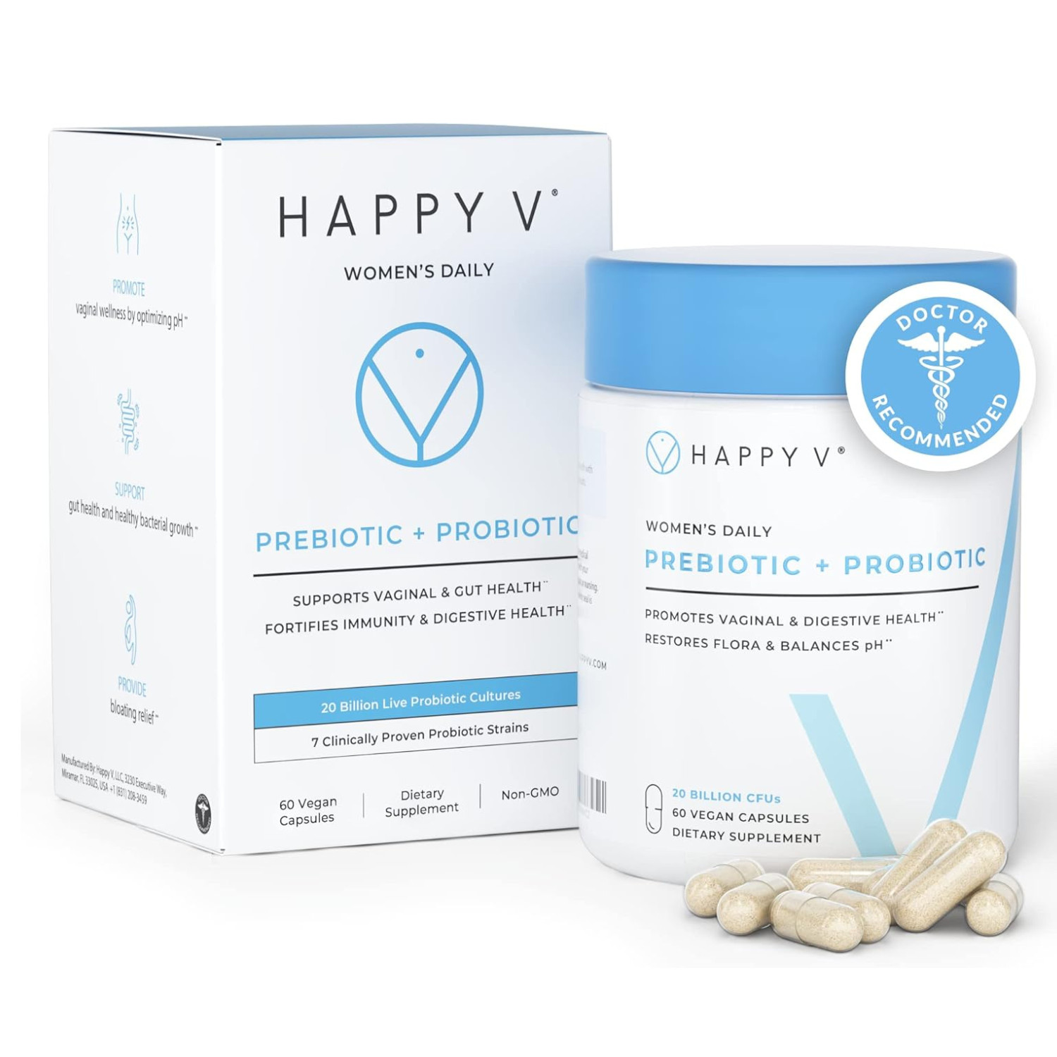 Happy v Dr. Formulated Vaginal Probiotics for Women – 60 Vegan Capsules –