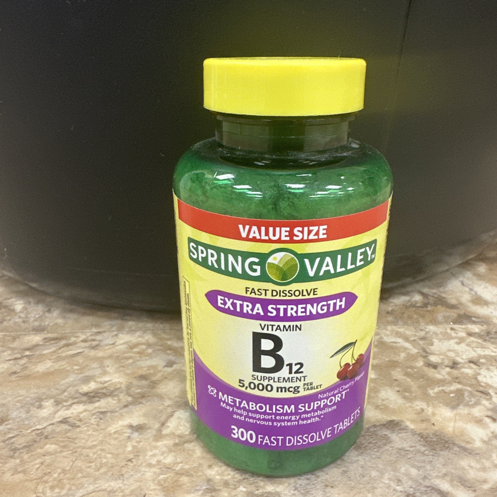 Spring Valley Fast Dissolve Extra Strength Vitamin B12 Supplement 5000 mcg 300Ct