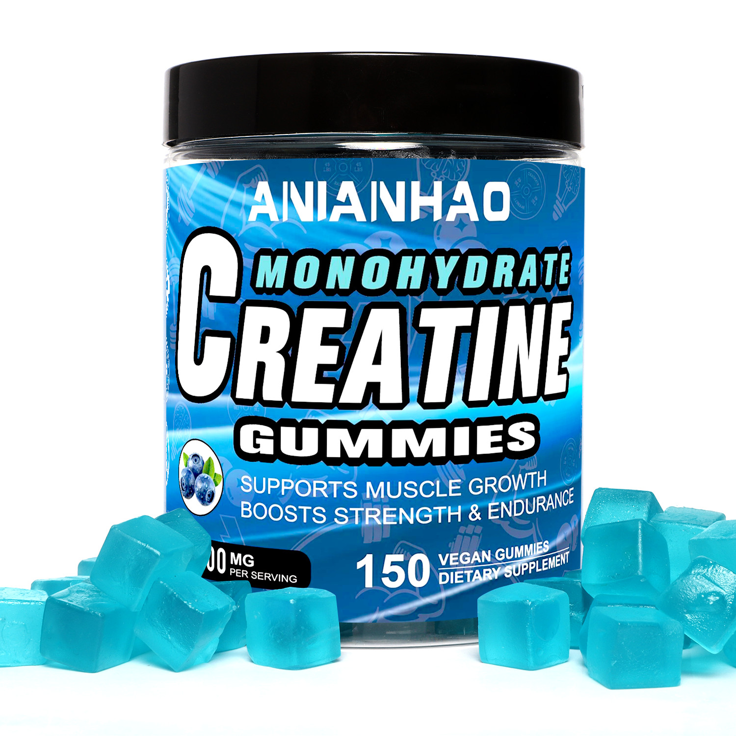 150 Capsules Creatine Monohydrate Gummies – Increase Strength and Build Muscle
