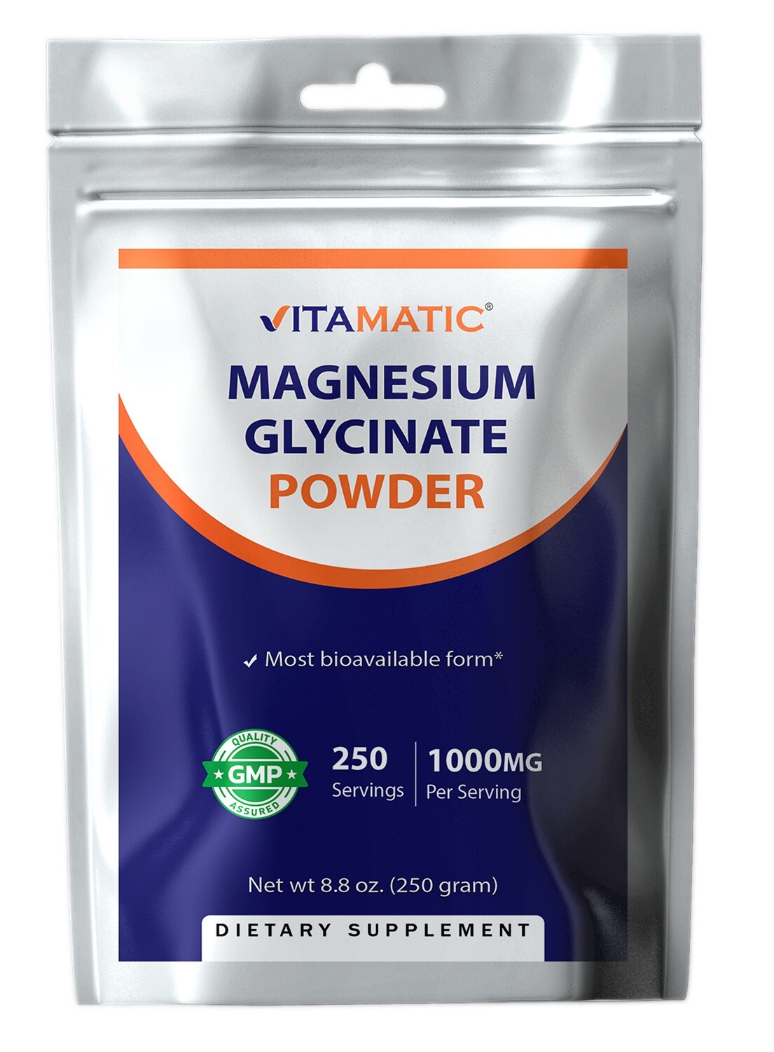 Vitamatic Magnesium Glycinate 1000mg per Serving, 250 gram- 250 Servings