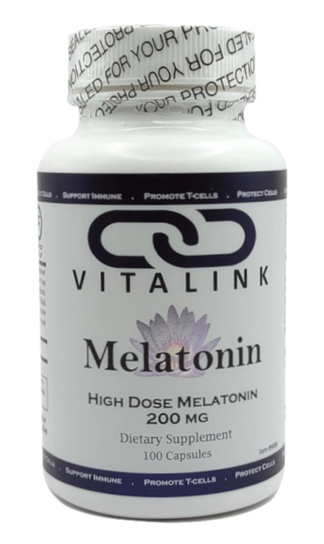 VitaLink High Dose Melatonin 200 mg 100 Capsules (Potent Immune Support)