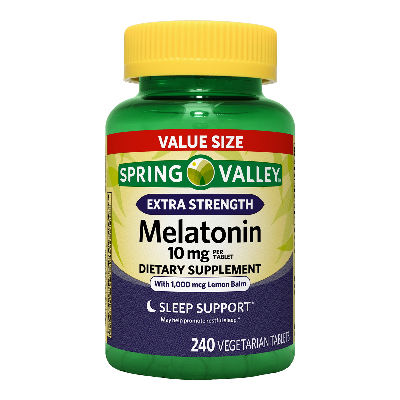 Spring Valley Melatonin Tablets Dietary Supplement Value Size, 10 mg, 240 Count