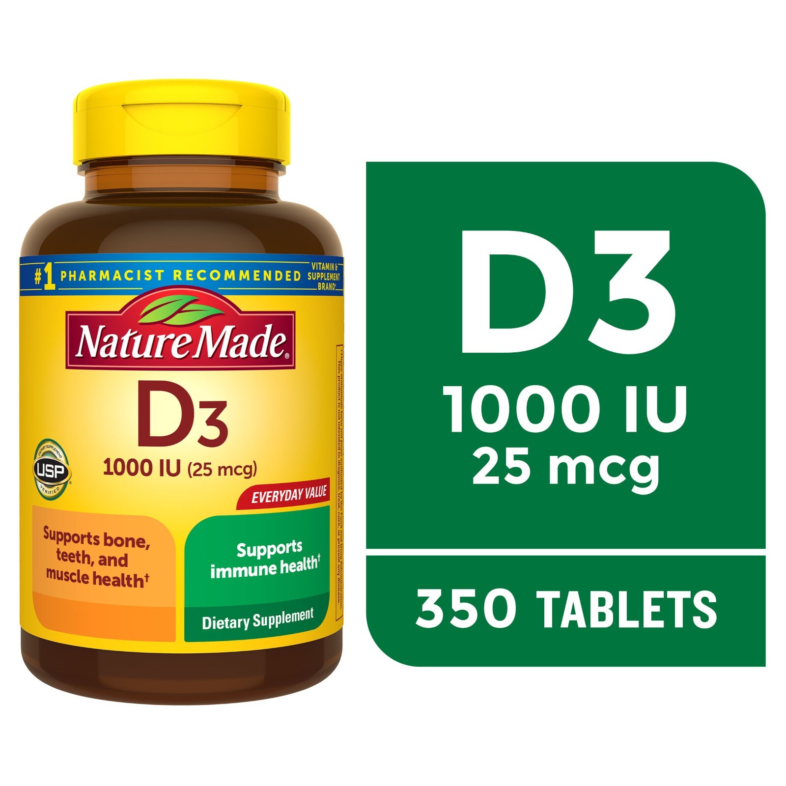 Nature Made Vitamin D3 1000 IU (25 mcg) Tablets 350 Count