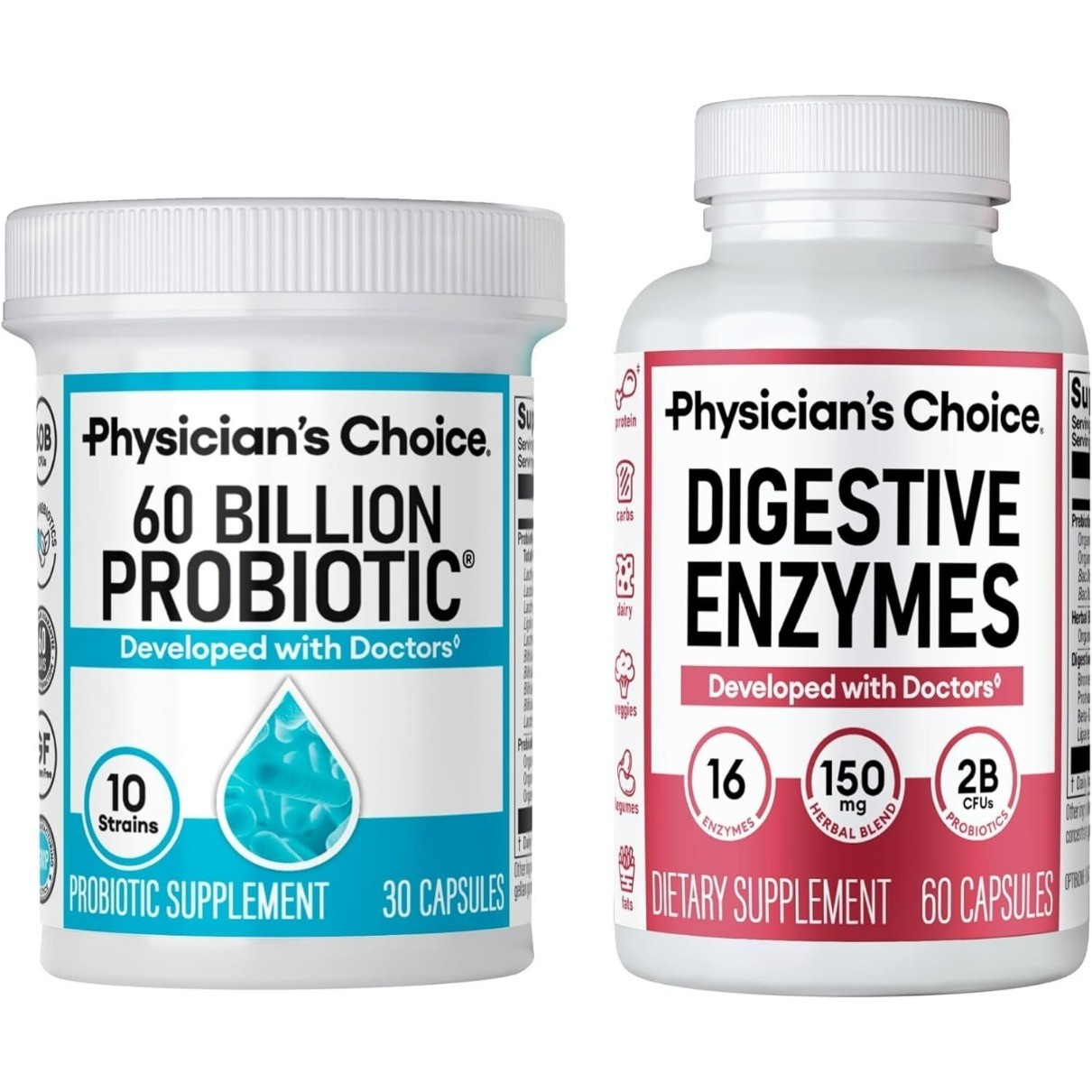 Physician’s Choice 60 Billion Probiotic & Digestive Enzymes Bundle USA SELLER ！！