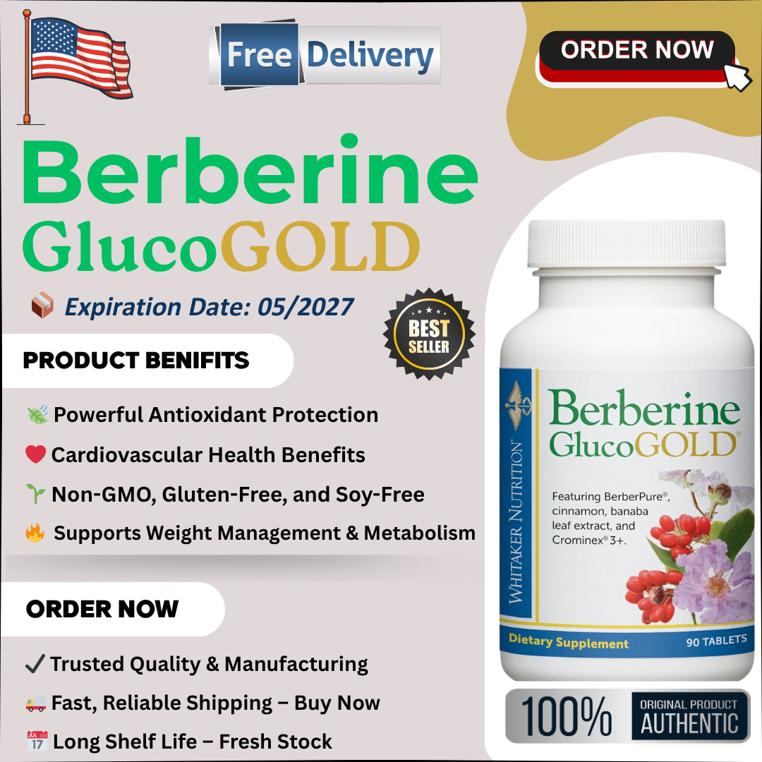 Dr. Whitaker GlucoGold Berberine 90 Tablets – Sealed – 05/202