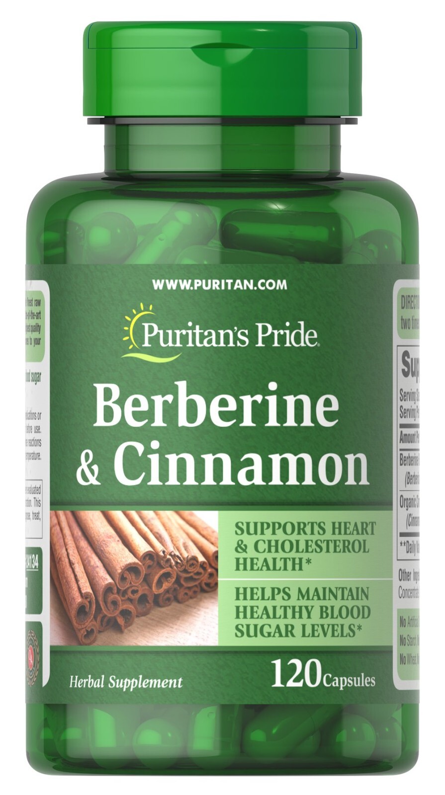 Puritan’s Pride Berberine and Cinnamon-120 Capsules Exp 10/2025