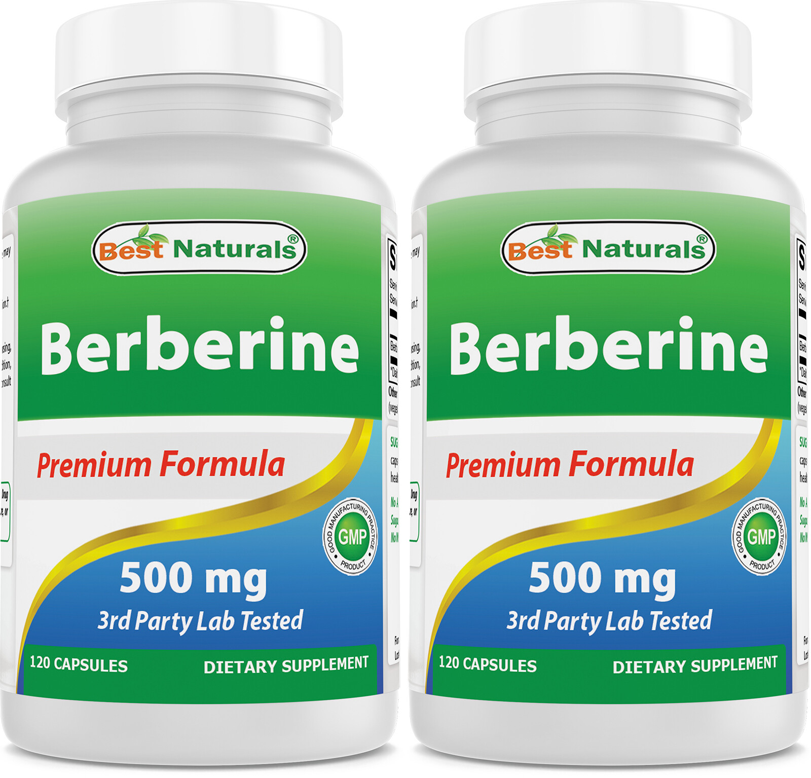 2 Pack Best Naturals Berberine 500 mg 120 Capsules