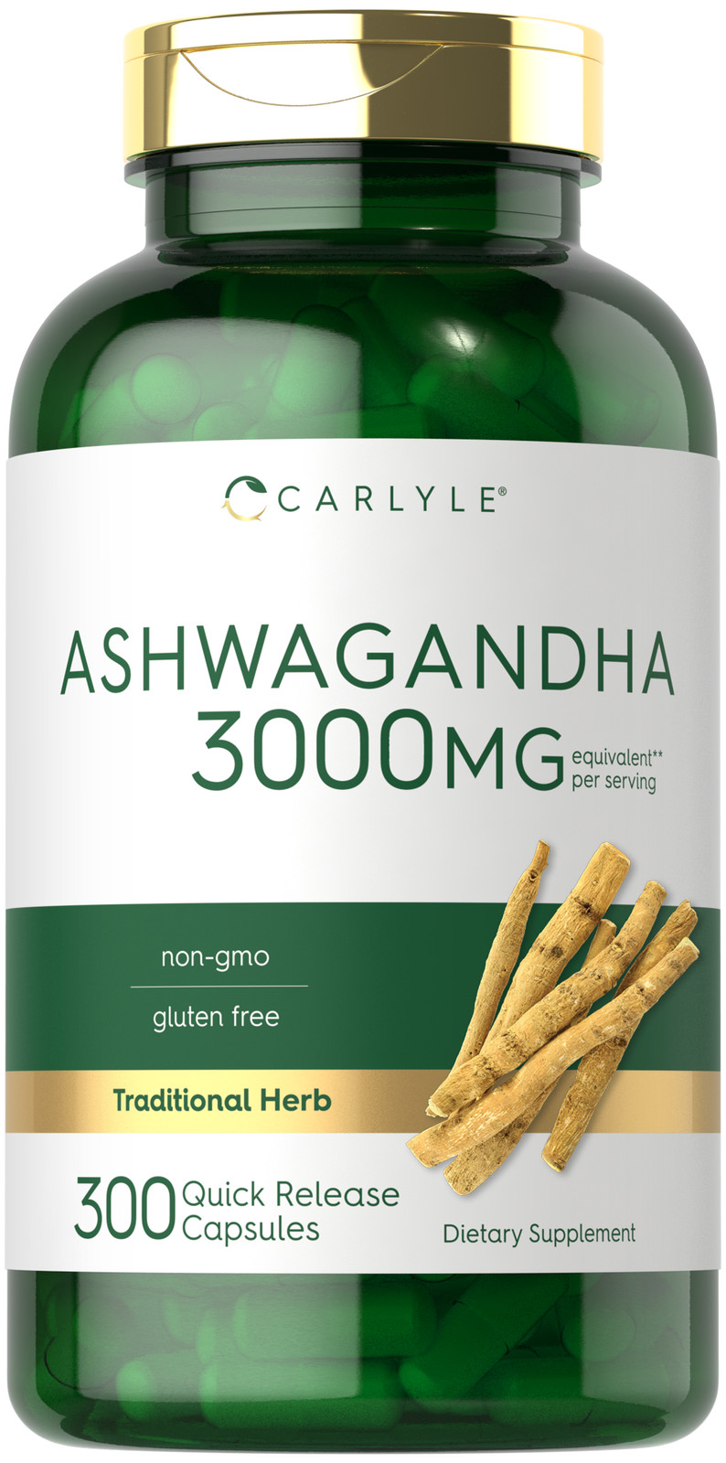 Ashwagandha Capsules 3000mg | 300 Count | Non-GMO, Gluten Free | by Carlyle
