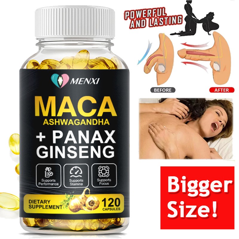 Maca Root Capsules 10000mg + Korean Panax Ginseng Ultra Energy Boost 120 Pills