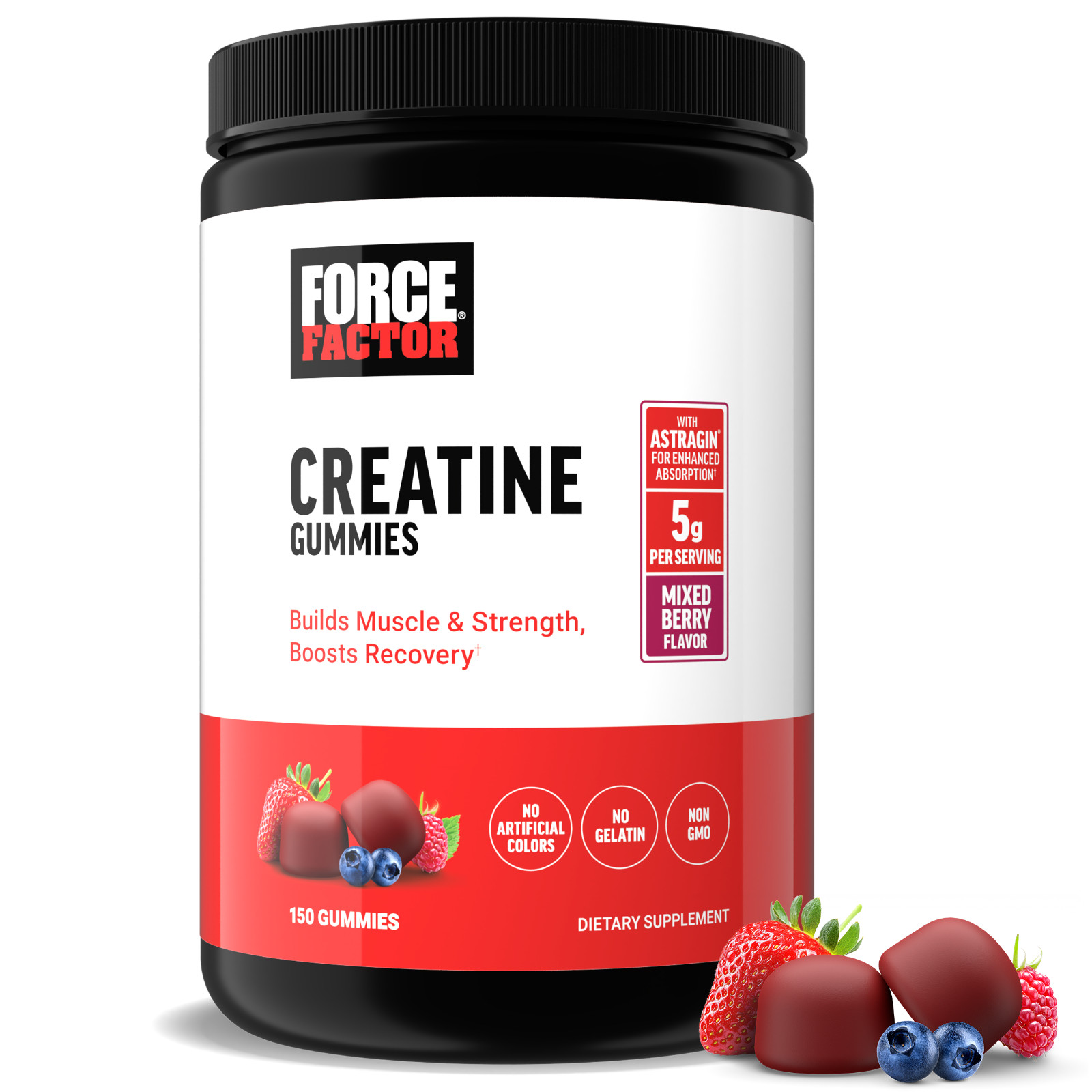 Force Factor Creatine Gummies, Creatine Monohydrate for Muscle Gain, 5g Dose