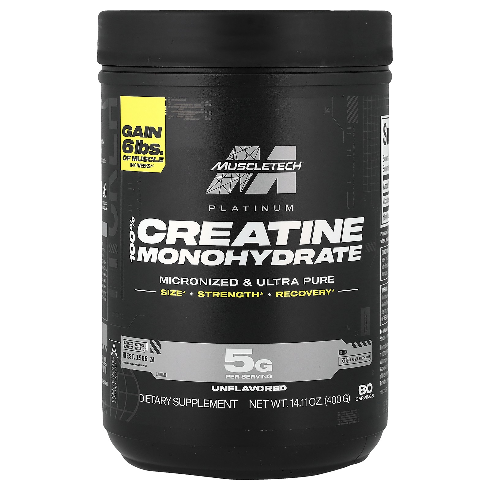 Muscletech, Essential Series, Platinum 100% Creatine, Unflavored, 14.11 oz