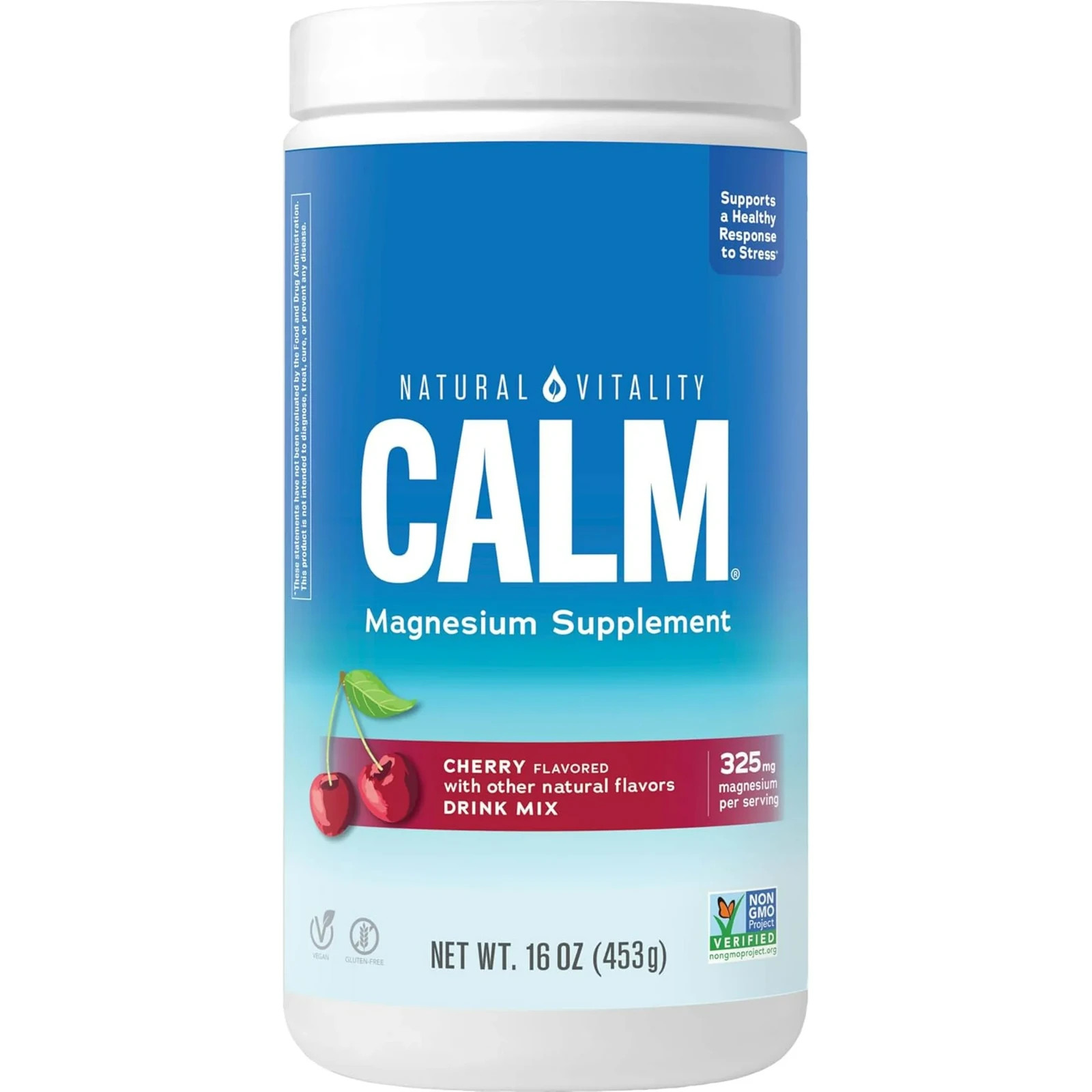Natural Vitality CALM Magnesium Powder – Cherry Flavor, 16 oz
