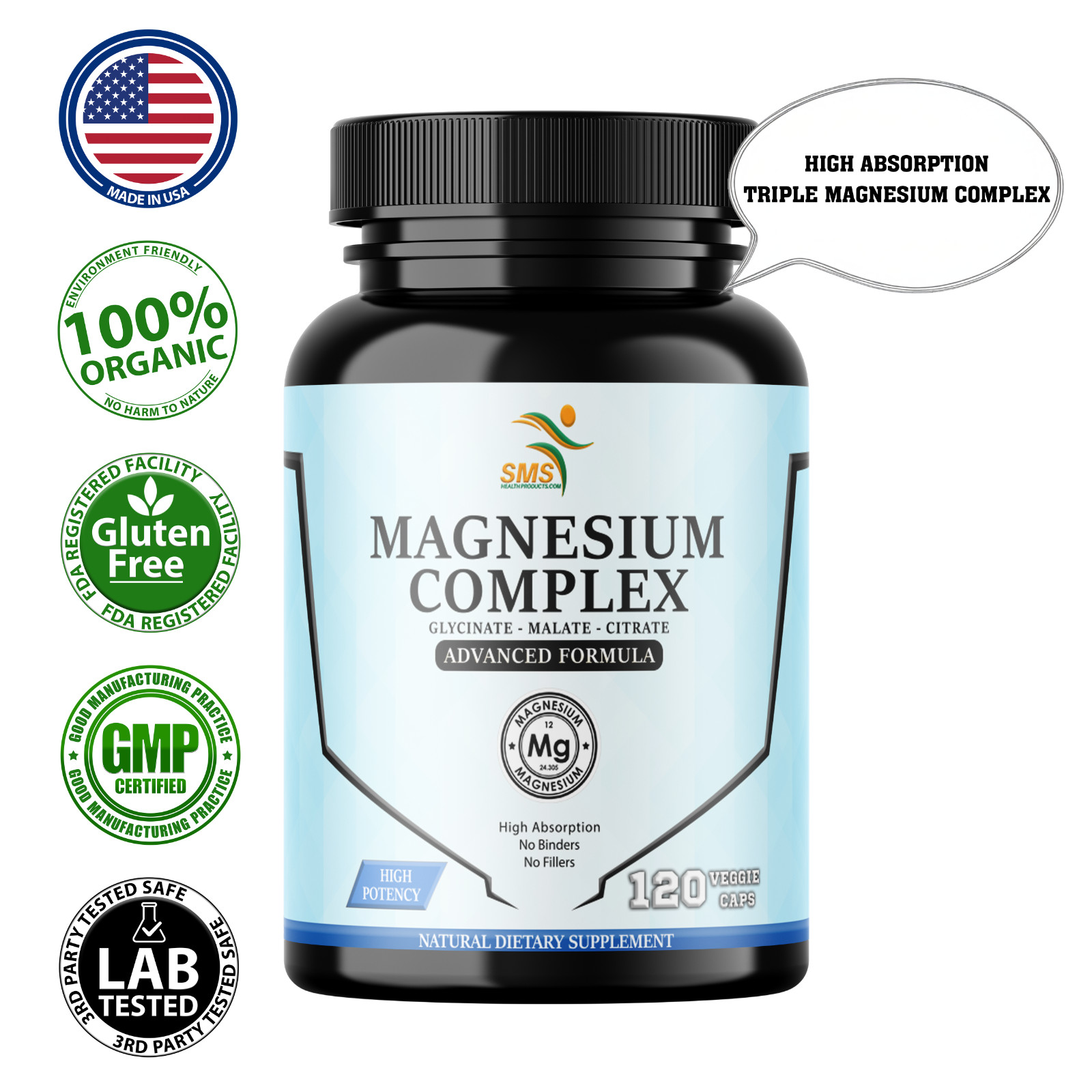 Magnesium Complex 470mg with Malate, Citrate, Glycinate – High Absorption
