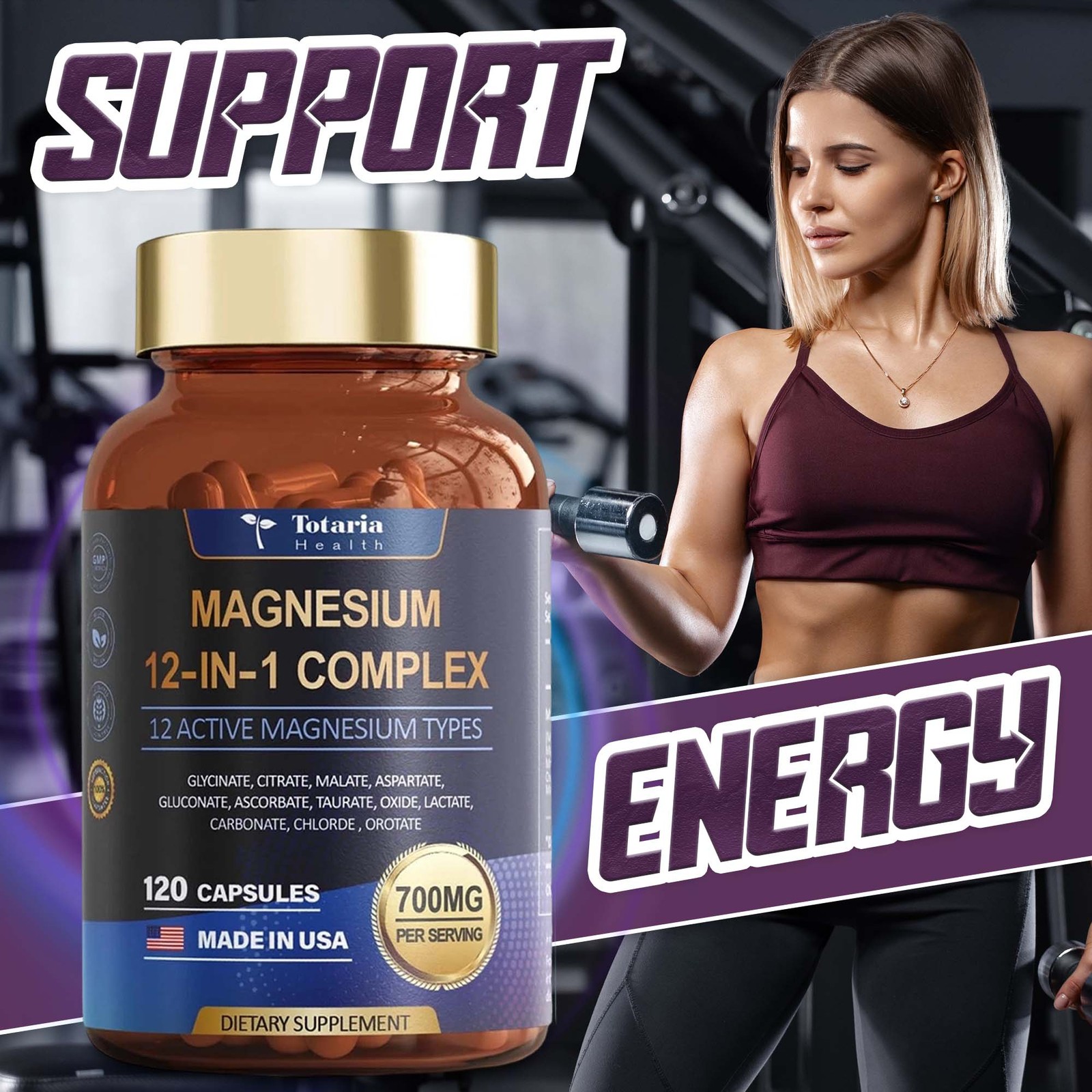 Totaria Magnesium 12 in 1 Complex 700mg – for Muscle, Heart, Bone & Nerve Health