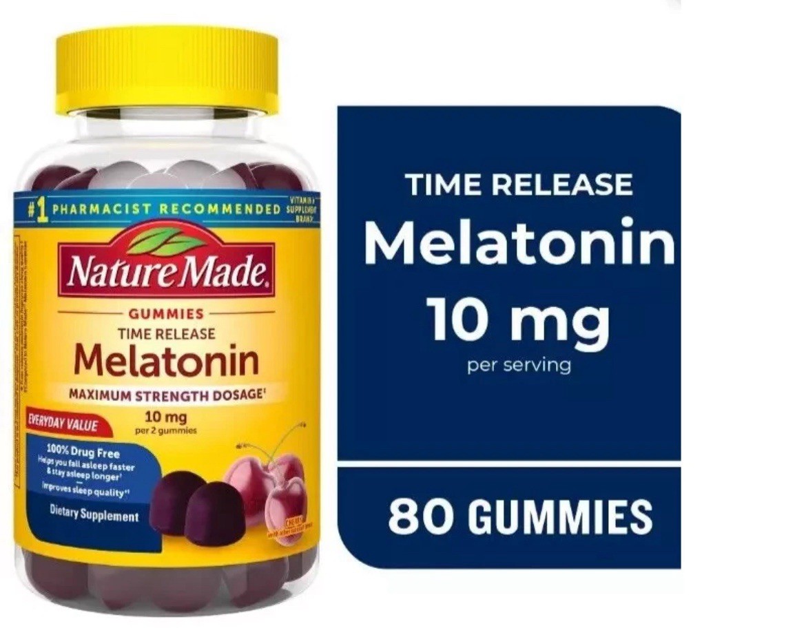 Nature Made Time Release Melatonin 10mg Gummies, Maximum Strength Sleep Aid 80ct