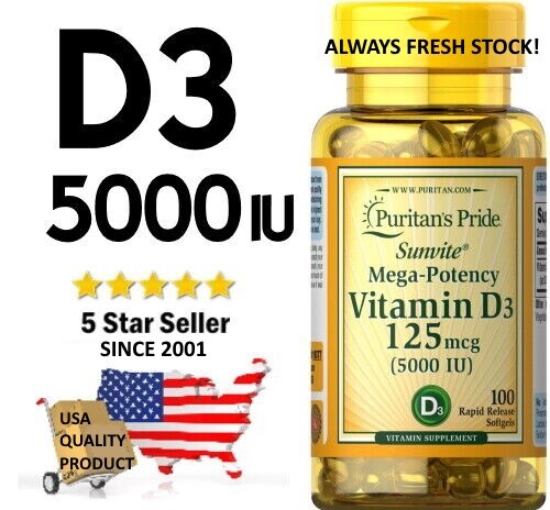 VITAMIN D3 5000 IU  ✅ FREE SHIPPING ✅ TRUSTED USA  STORE SINCE 2001 !