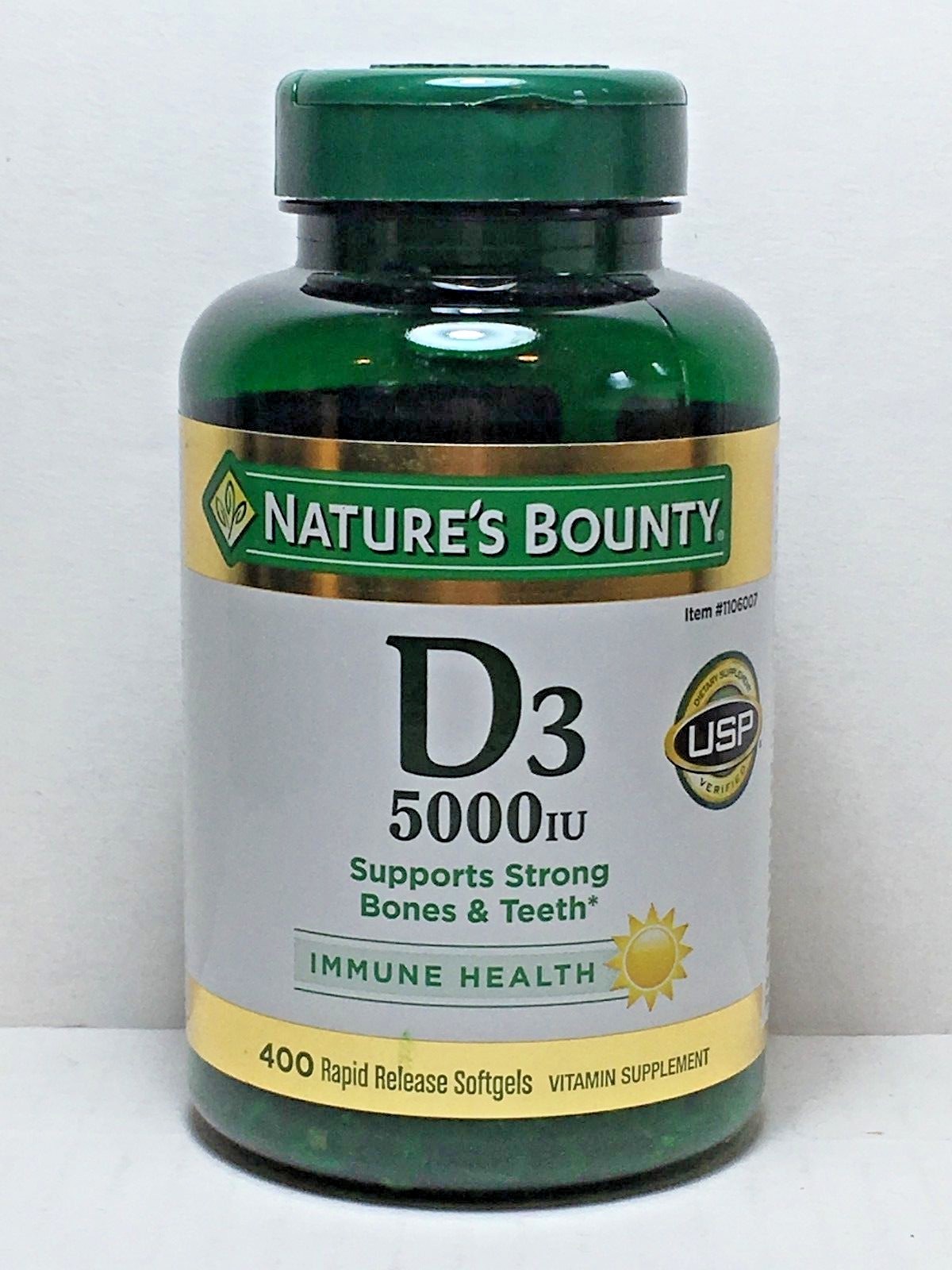 Nature’s Bounty VITAMIN D3 5000IU, 400 Softgels *Bone, Teeth & Immune Health*