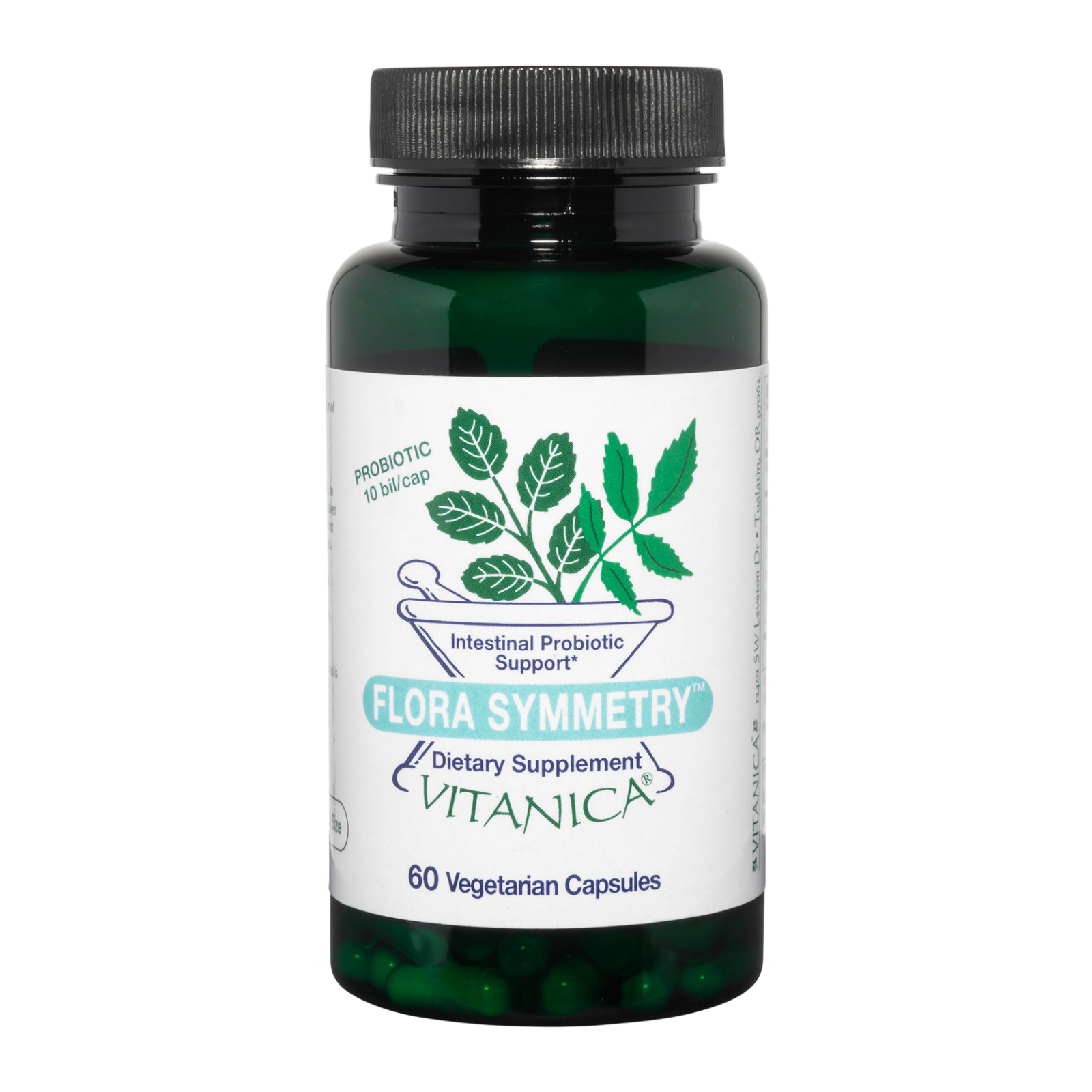 Vitanica, Flora Symmetry, Intestinal Probiotic Support, Vegetarian, 60 Capsules