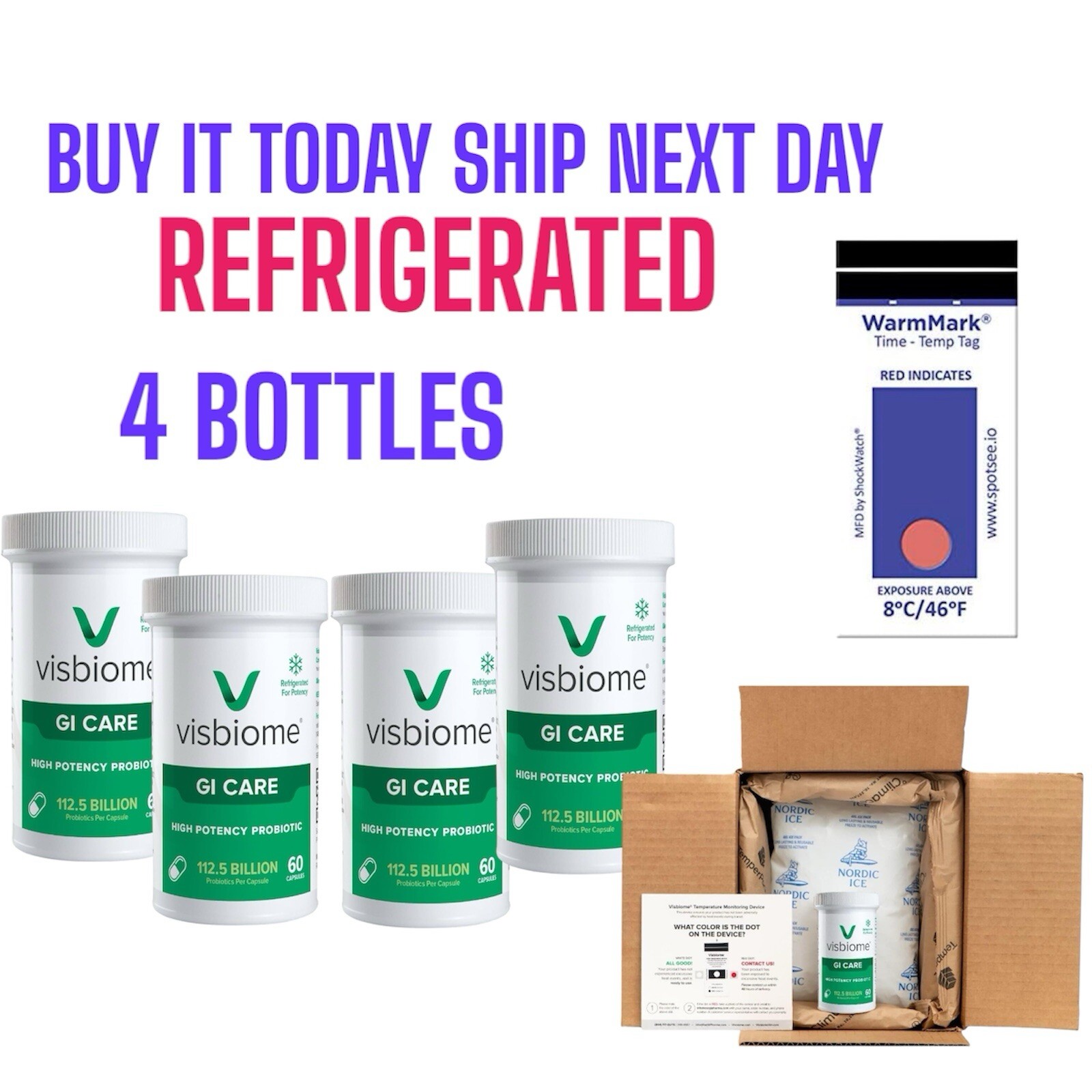 4) Visbiome GI CARE High Potency Probiotic-112.5 BILLION 240 Capsule EXP:04/2026