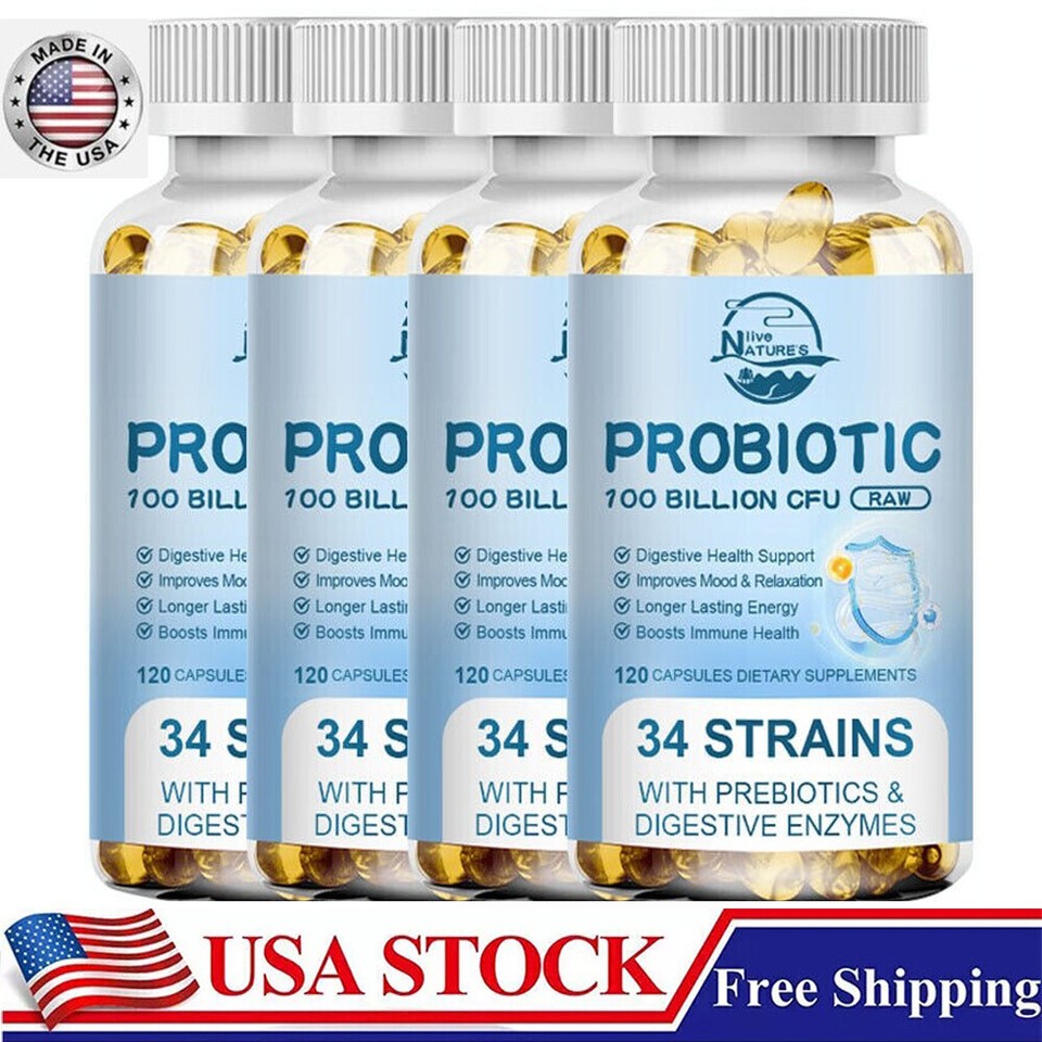 Probiotics 100 Billion CFU Potency Digestive Immune Health Capsules Cap Digestiv