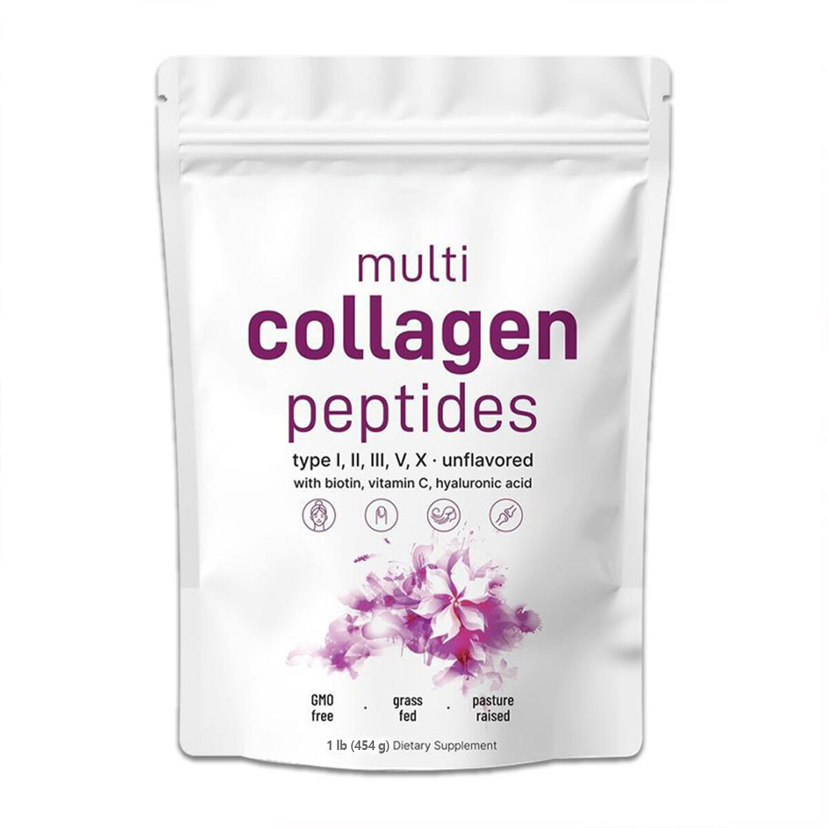 Multi Collagen Peptides Powder 1 LB Hydrolyzed Protein Peptide Type I,II,III,V,X