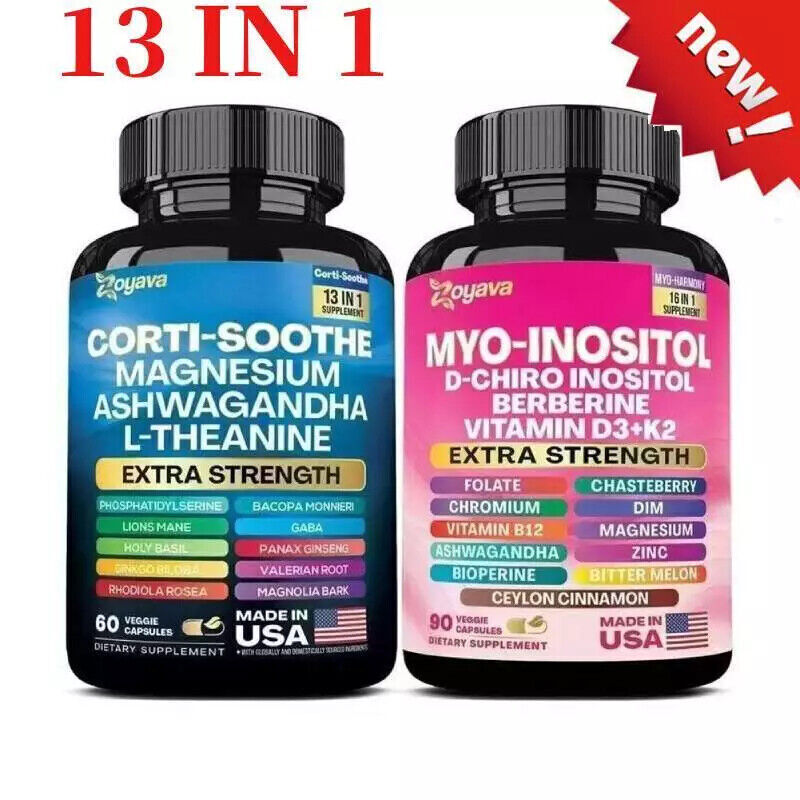 Cortisol and Myo-Inositol All-in-One Supplement Magnesium Ashwagandha L-Theanine