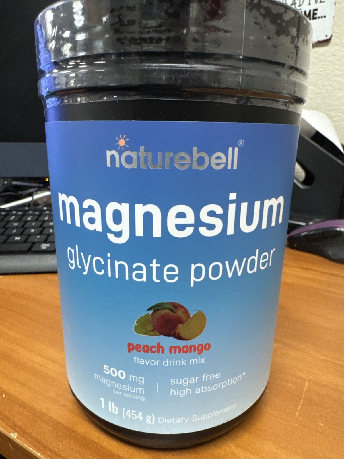 Magnesium Glycinate Powder for Sleep & Relaxation, 1Lb (16Oz) |500Mg Peach Mango