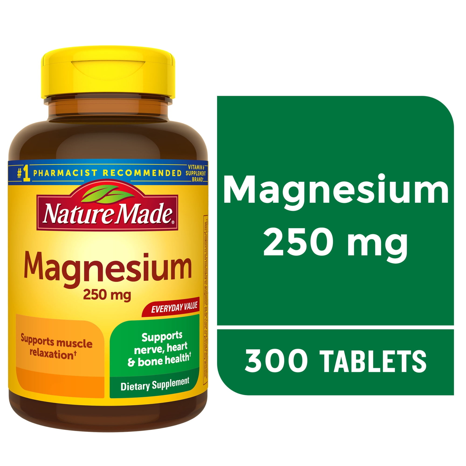 Nature Made Magnesium Oxide 250 mg Tablets, Dietary Supplement, 300 Count