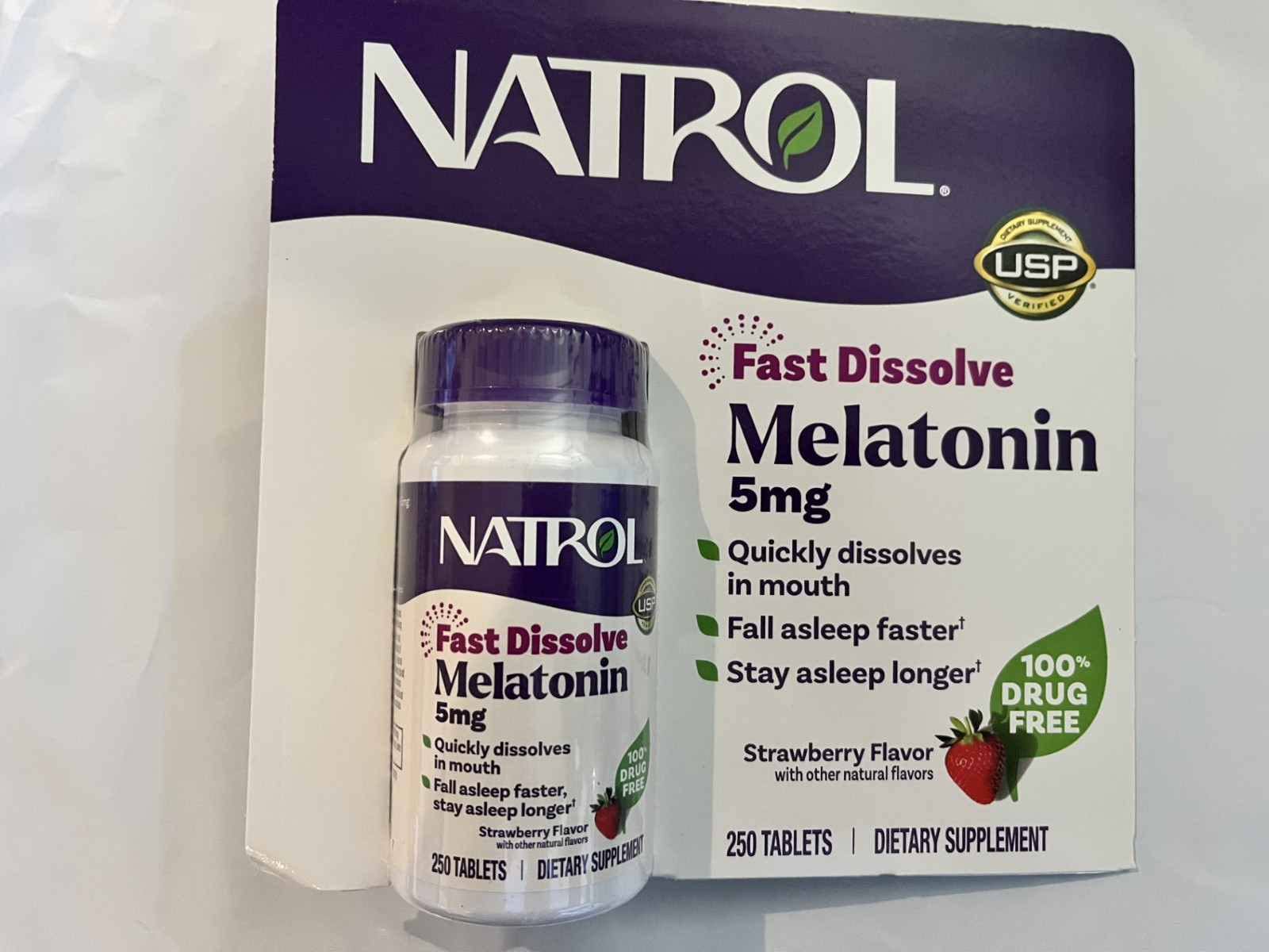 Natrol Melatonin 5 mg Sleep Aid 250 Fast Dissolve Tablets (Strawberry Flavor)