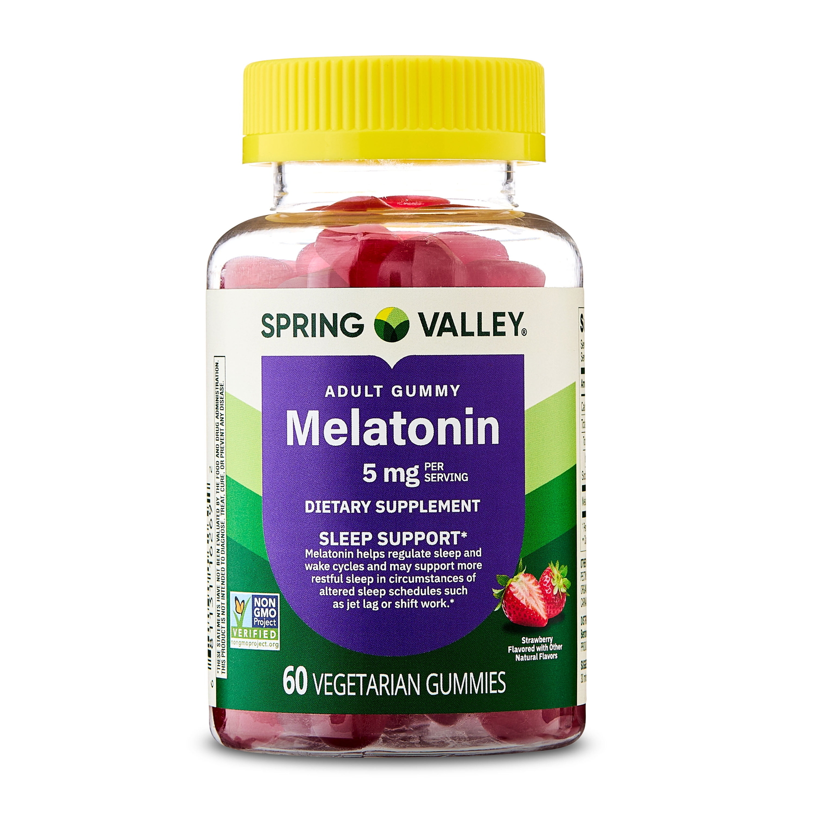 Spring Valley Melatonin Pectin Dietary Supplement Gummies, Strawberry, 5 mg
