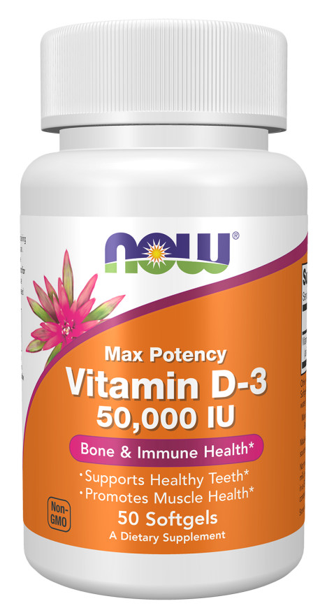 NOW Foods Vitamin D-3 50,000 IU from Lanolin 50 gels