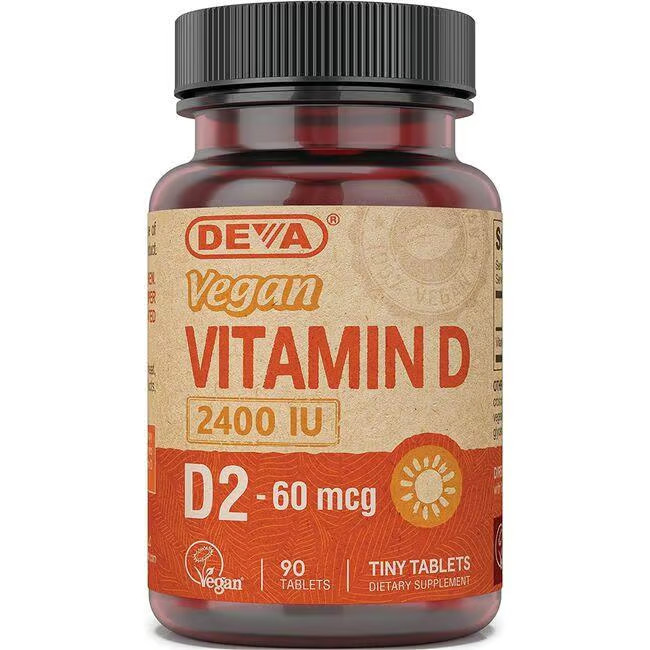 Deva Vegan Vitamin D2 – Tiny Tablets 2,400 Iu (60 mcg) 90 Tabs