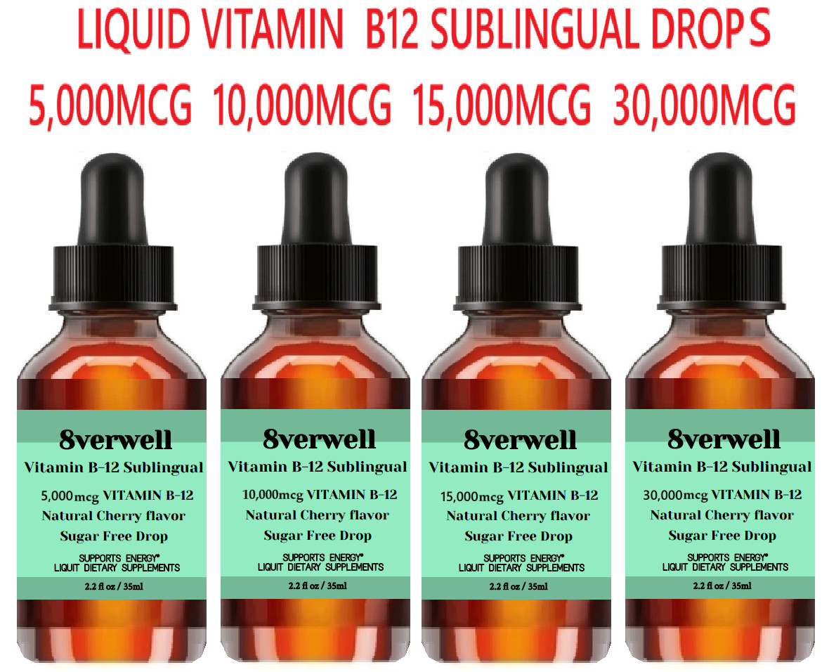 2oz Vitamin B12 Liquid Drops Energy Booster Methylcobalamin / 5,000 to 30,000mcg
