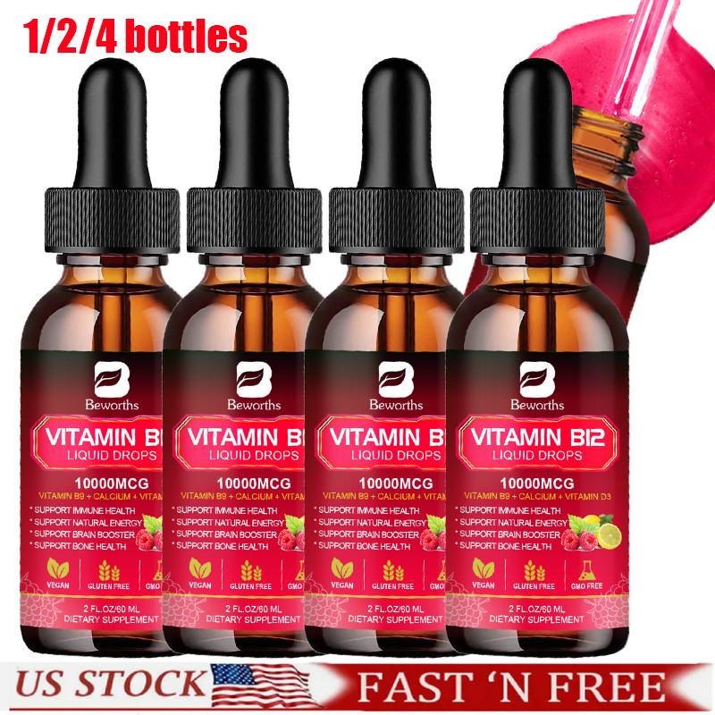 Vitamin B12, 10000 mcg, 3-in-1 Organic Liquid Vitamin B12, 60-Day Supply (60ml)