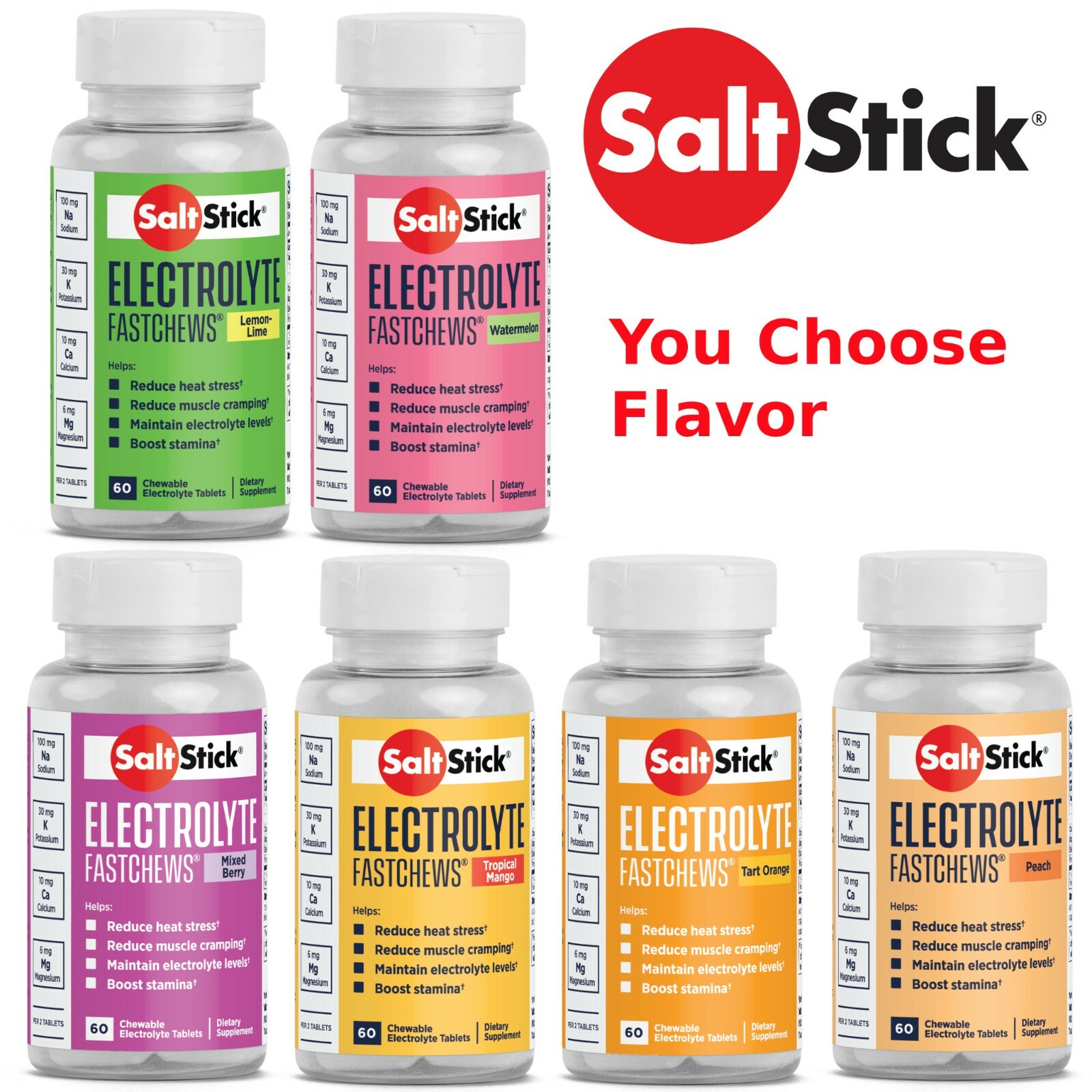 Salt Stick Electrolyte Fast Chews 60ct Chewable Energy Supplement Choose Flavor