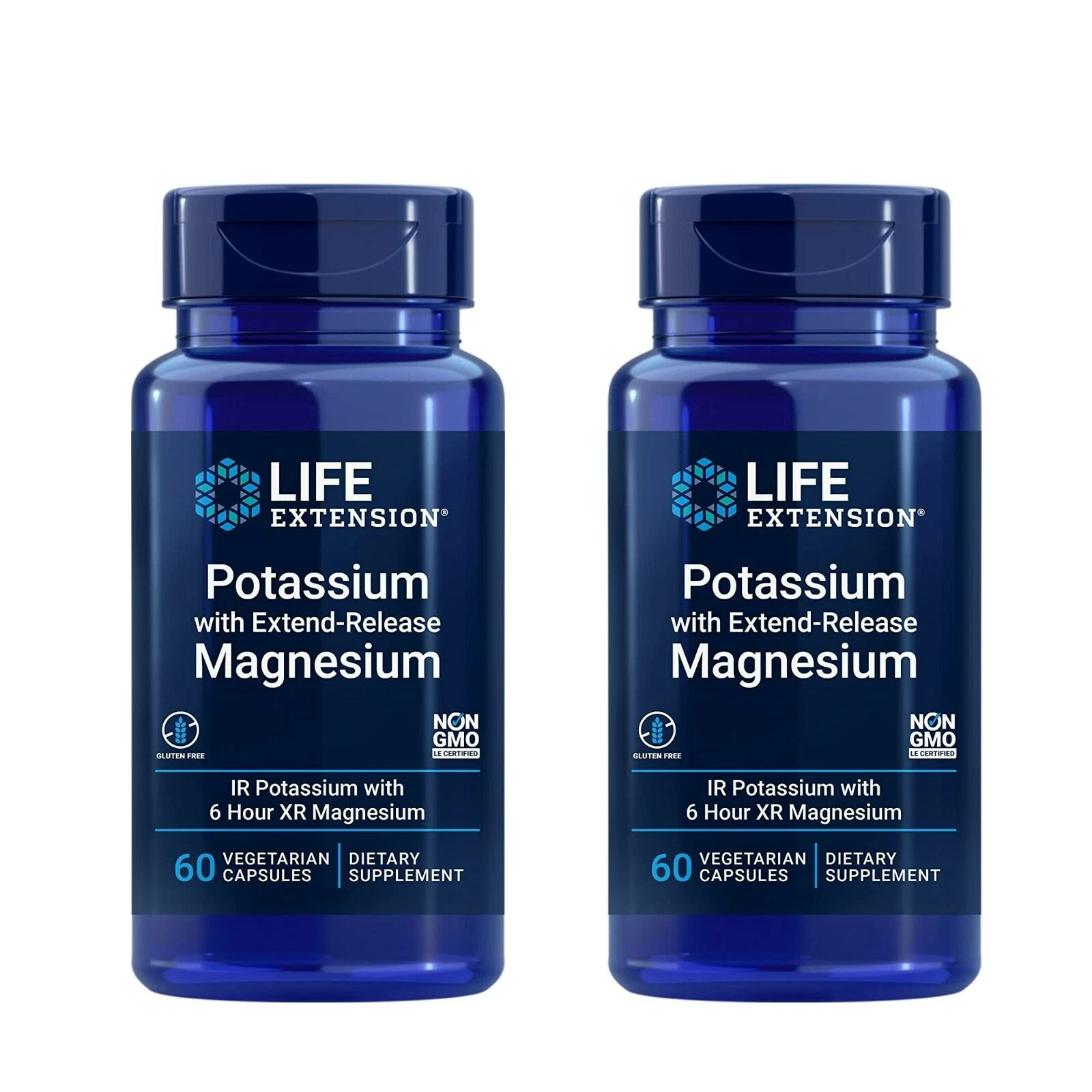 2 Life Extension Potassium Extend-Release Magnesium Heart Health Supplement #621