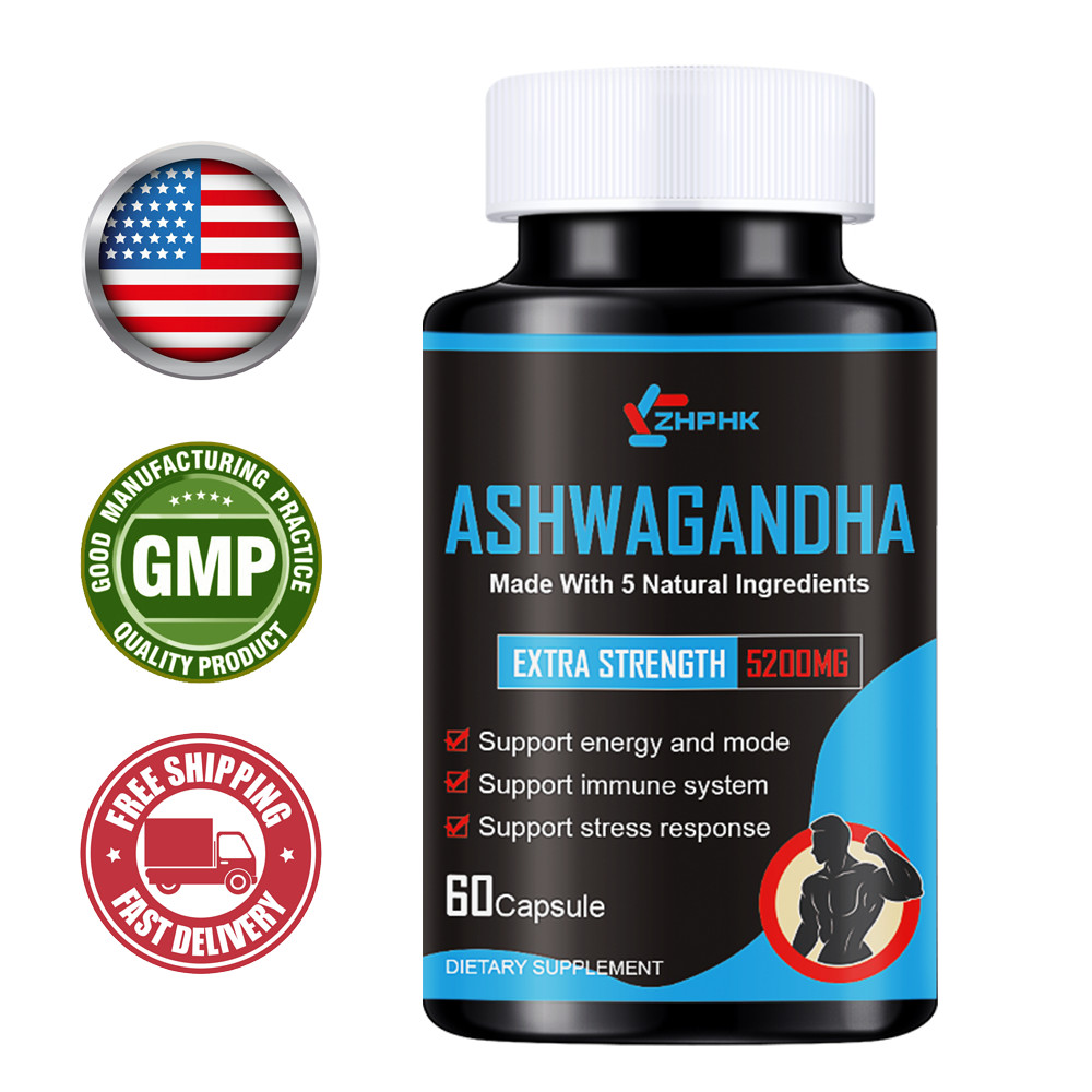 5200mg Ashwagandha Capsules – 60 Vegan Pills – Anxiety,Stress,Immune Support