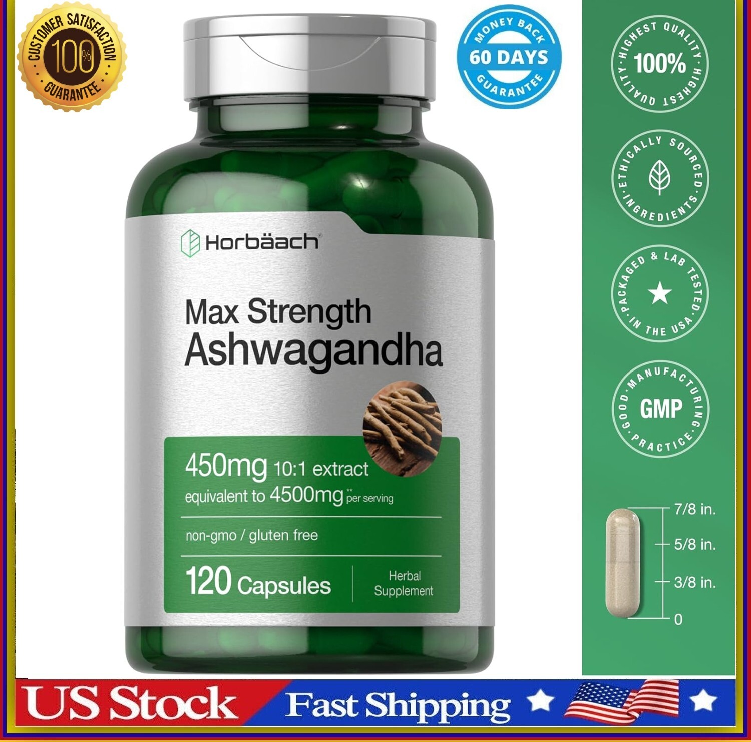 Ashwagandha Capsules | 4500 mg | 120 Count | by Horbaach
