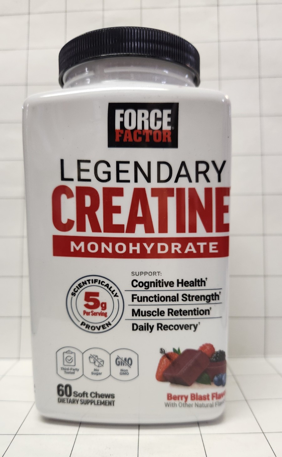 Force Factor Legendary Creatine Monohydrate Berry Blast 60 Soft Chews EX 01/27 &