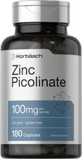 Zinc Picolinate 100mg | 180 Capsules | High Potency, Non-GMO | by Horbaach
