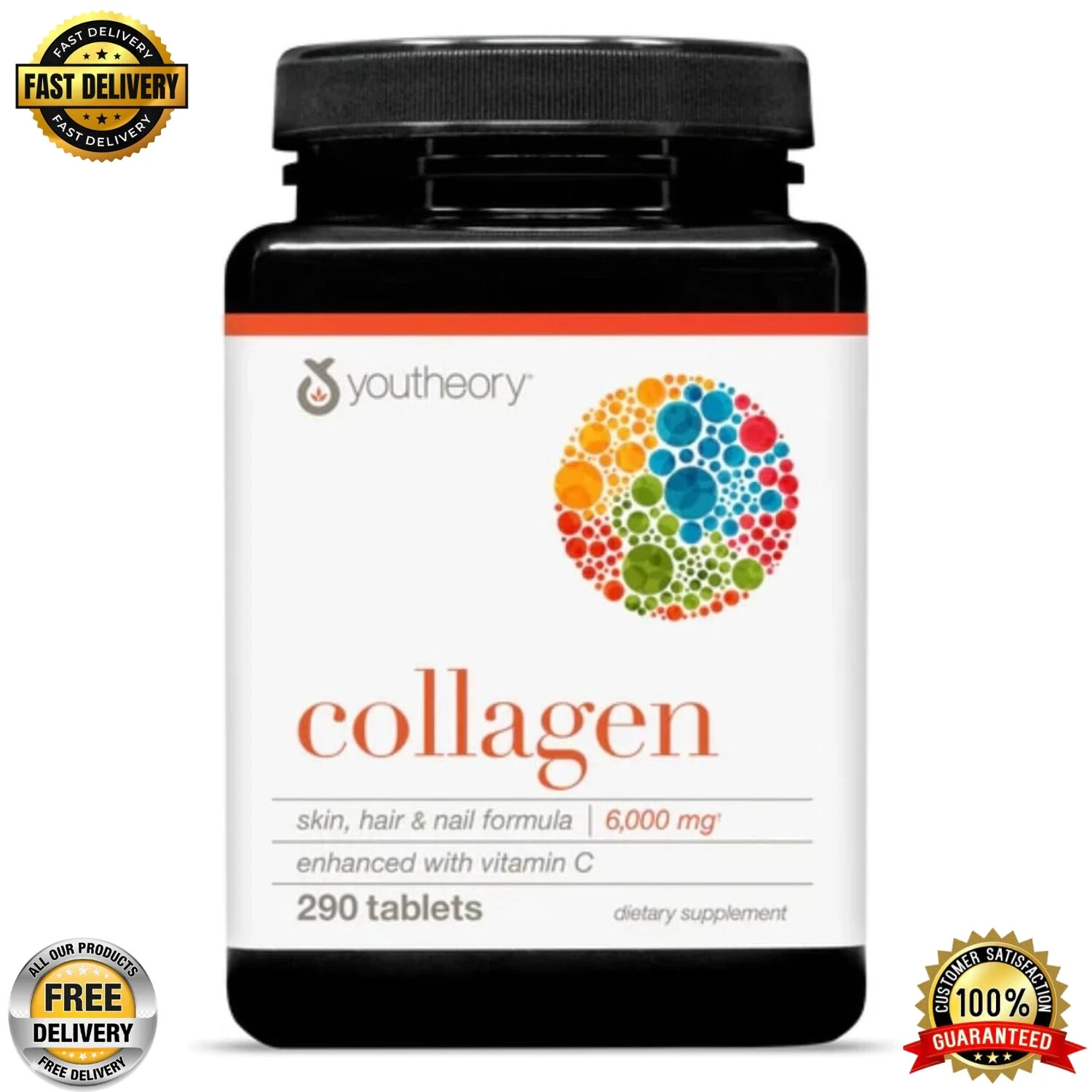 Youtheory Advanced Collagen – 6,000 mg Collagen with Vitamin C – 290 Tablets