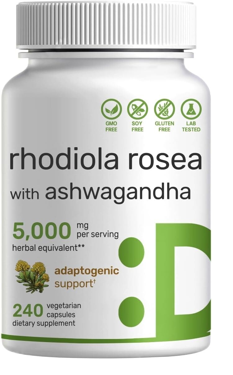 Rhodiola Rosea 4000mg Root 240 Caps Adaptogen Herb Ashwagandha 1000mg