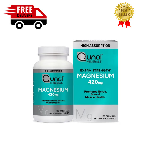 Qunol Magnesium Capsules (120 Count), High Absorption, 420Mg, Extra Strength