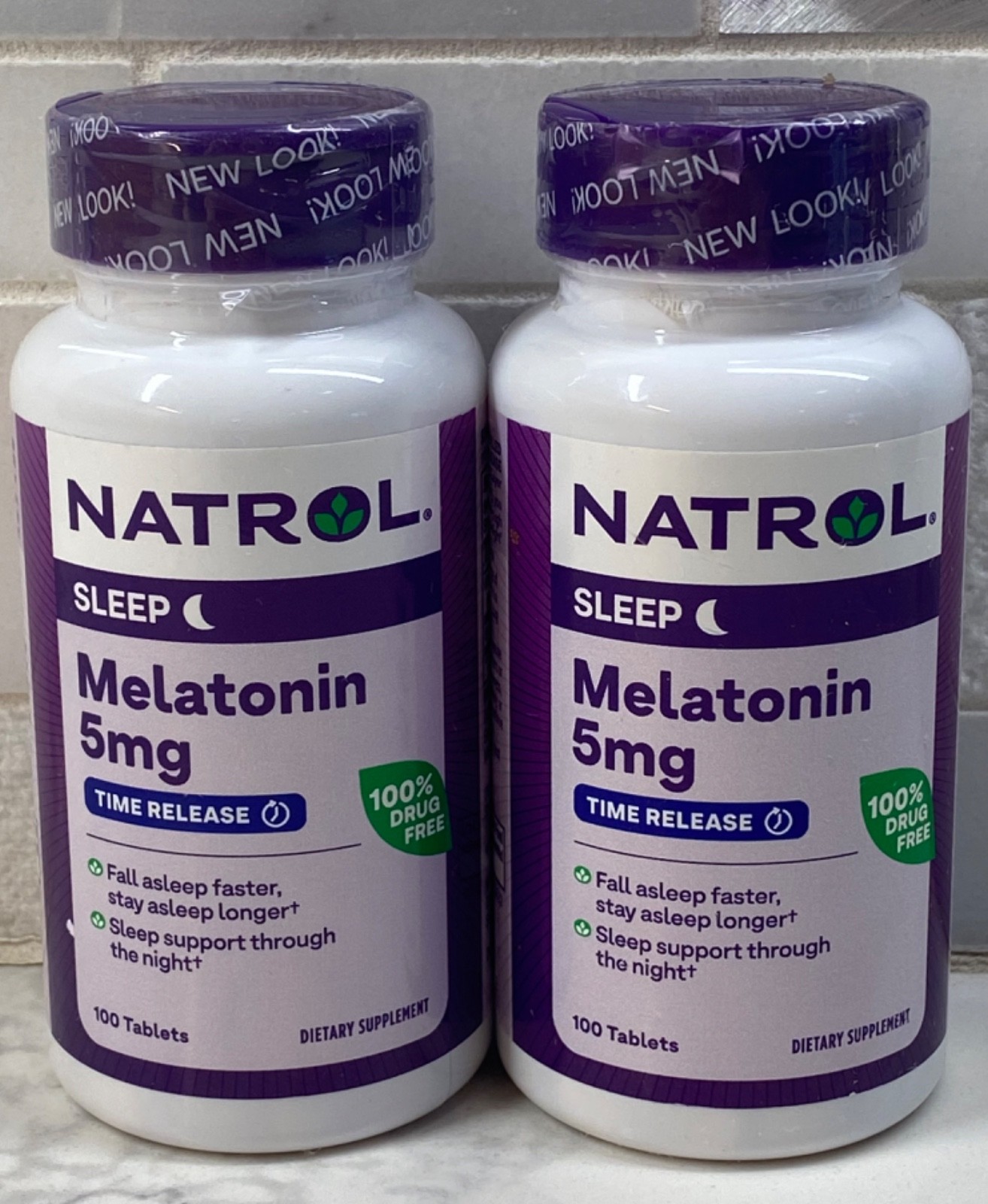 Natrol Sleep Melatonin 5mg Time Release 100 Tablets x2 Exp 09/2026