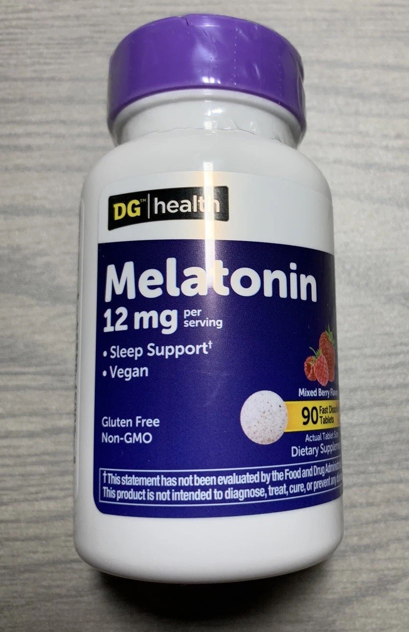 DG Health Melatonin 12 mg – Mixed Berry – 90 Fast Dissolve Tablets – EXP 02/2028