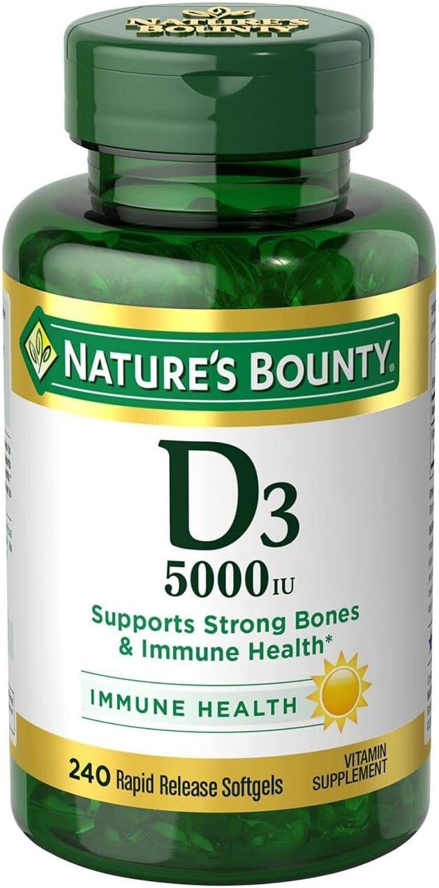 Nature’s Bounty Vitamin D-3 240 Rapid Release Softgels 5000iu For Strong Bones D