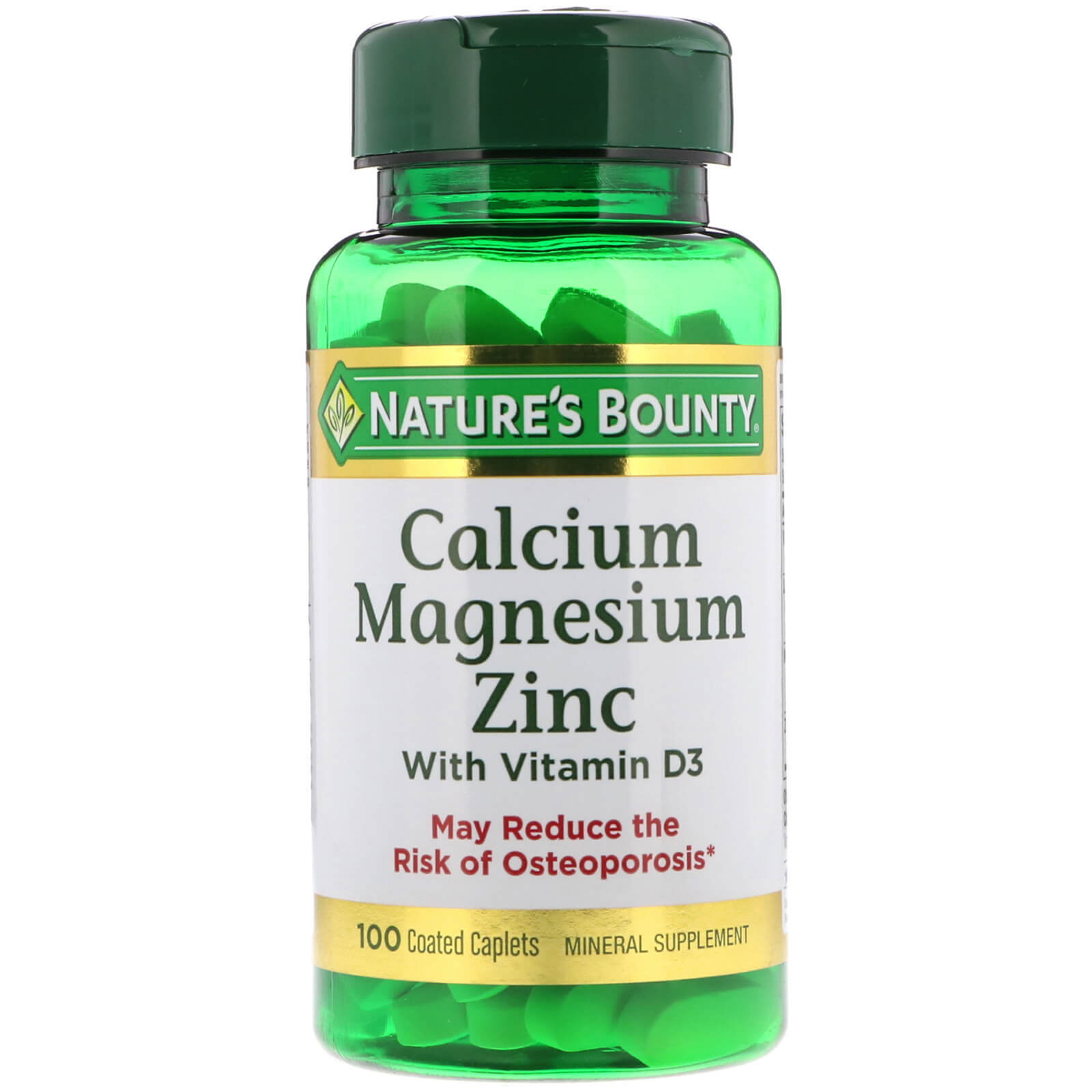 Nature’s Bounty, (3 Pack) Calcium Magnesium Zinc with Vitamin D3, 100 Coated