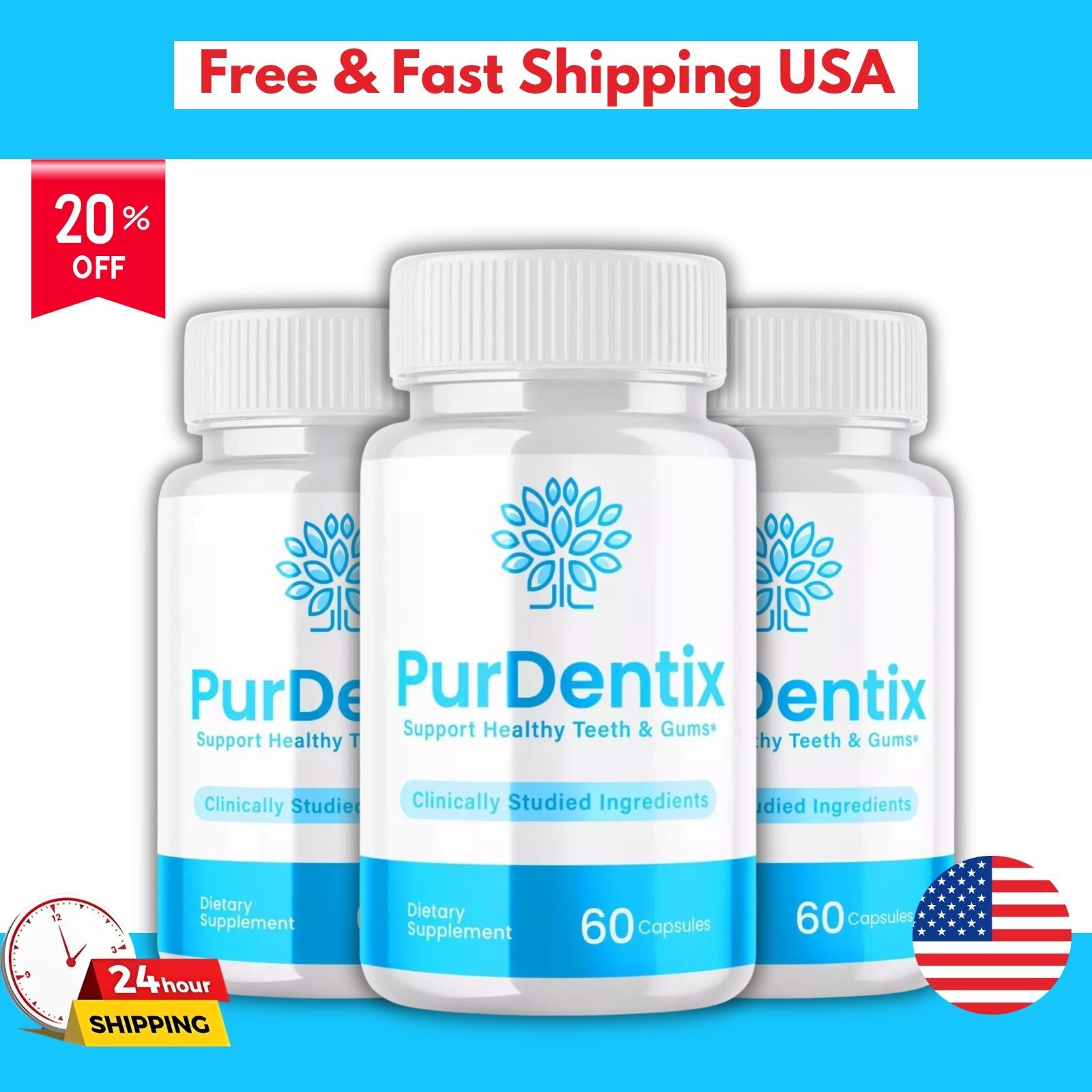(3 Pack) Purdentix Oral Probiotic Support Healthy Teeth and Gums (180 Capsules)